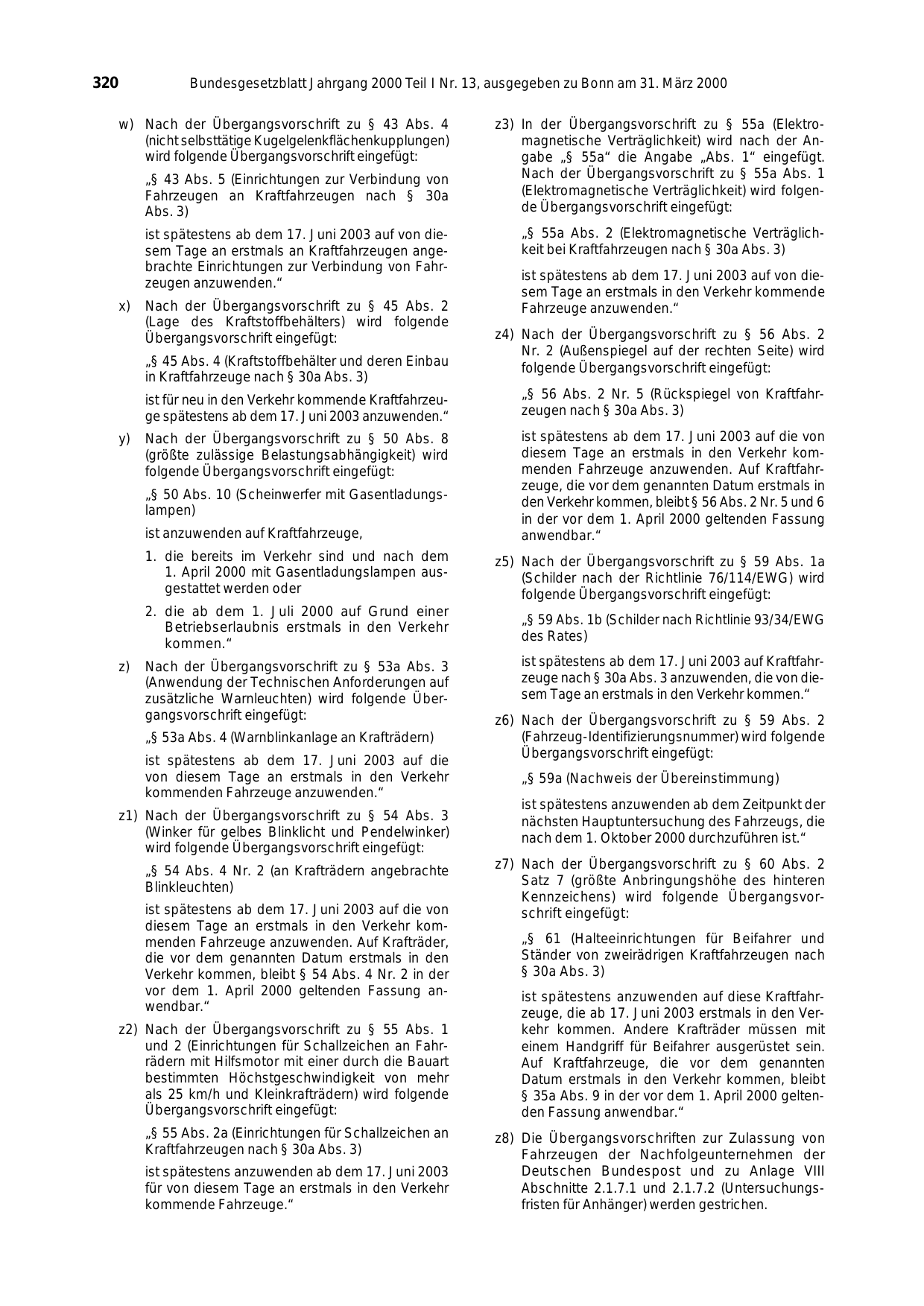 BGBl. 2000, Seite 320 — Originalseite als Abbildung