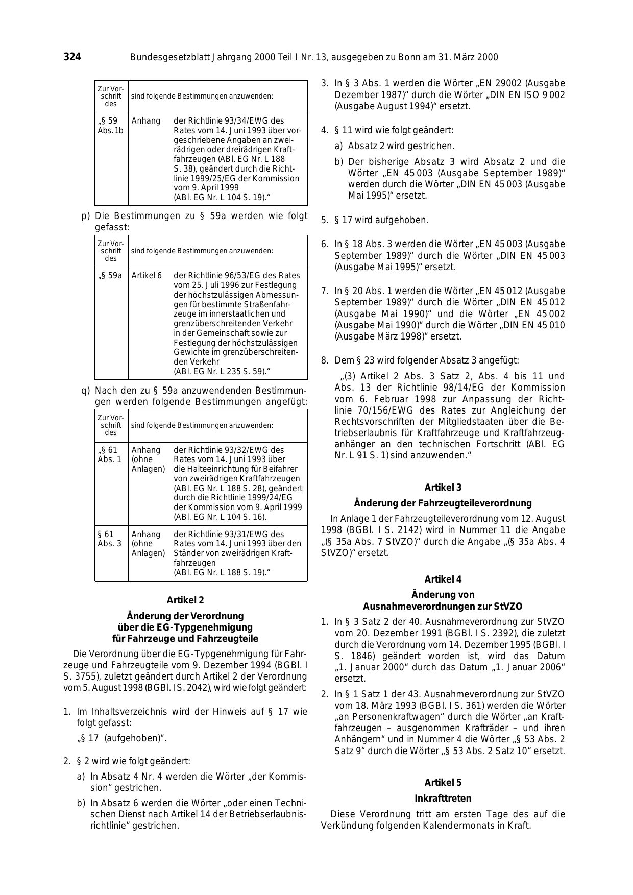 BGBl. 2000, Seite 324 — Originalseite als Abbildung