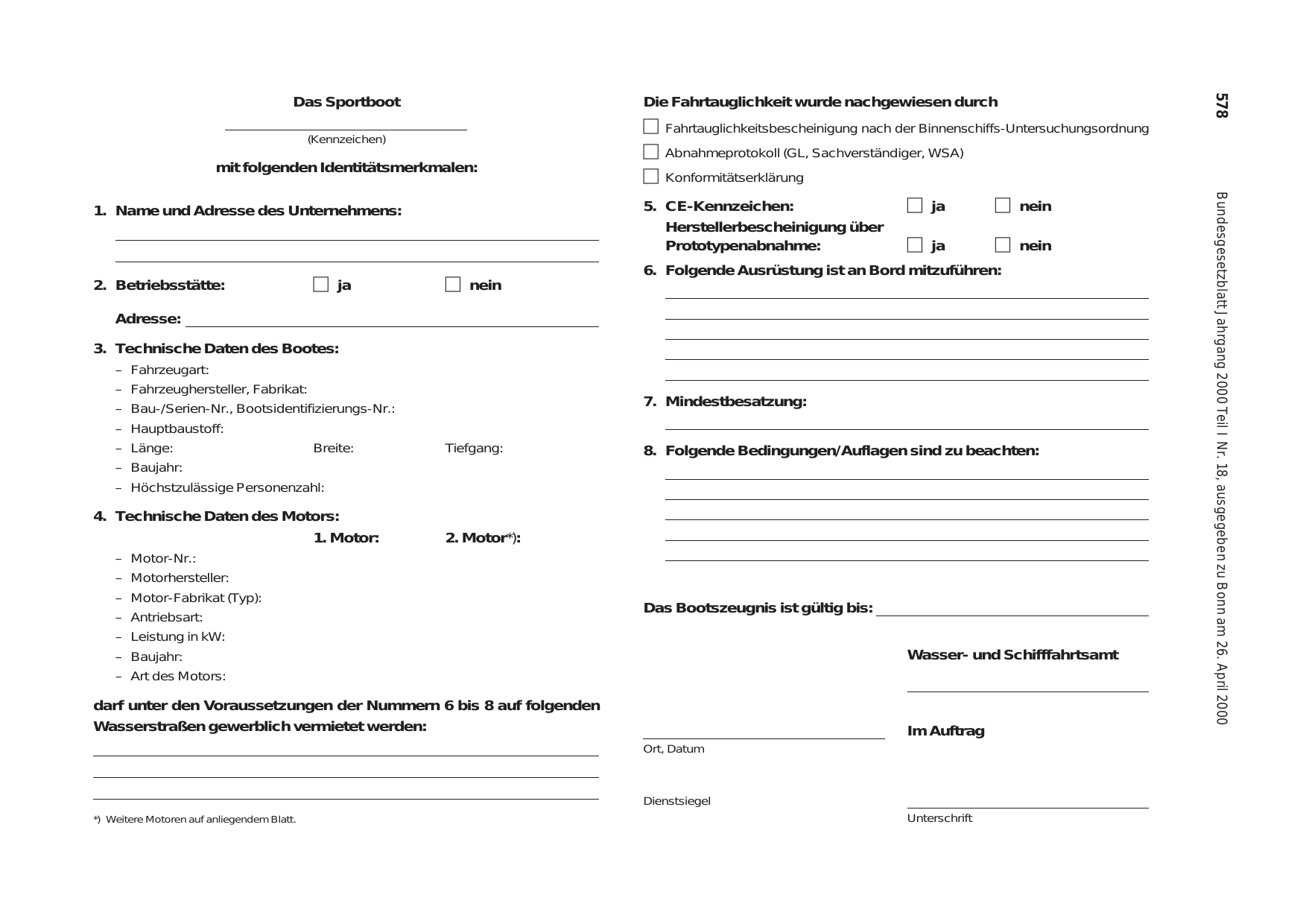 BGBl. 2000, Seite 578 — Originalseite als Abbildung