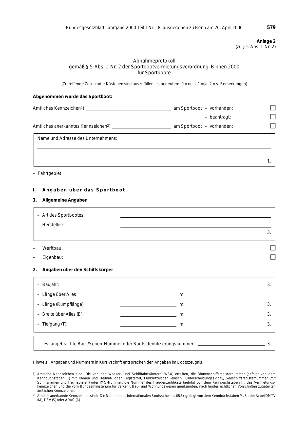 BGBl. 2000, Seite 579 — Originalseite als Abbildung