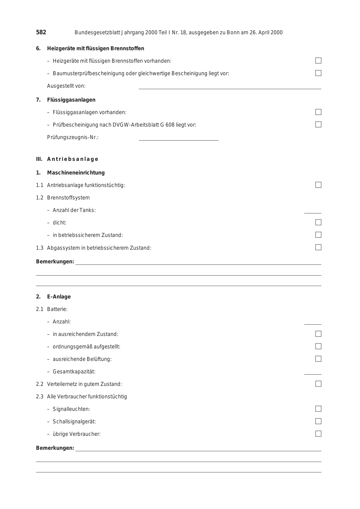 BGBl. 2000, Seite 582 — Originalseite als Abbildung
