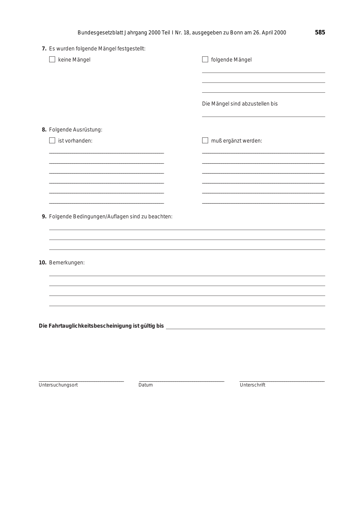 BGBl. 2000, Seite 585 — Originalseite als Abbildung