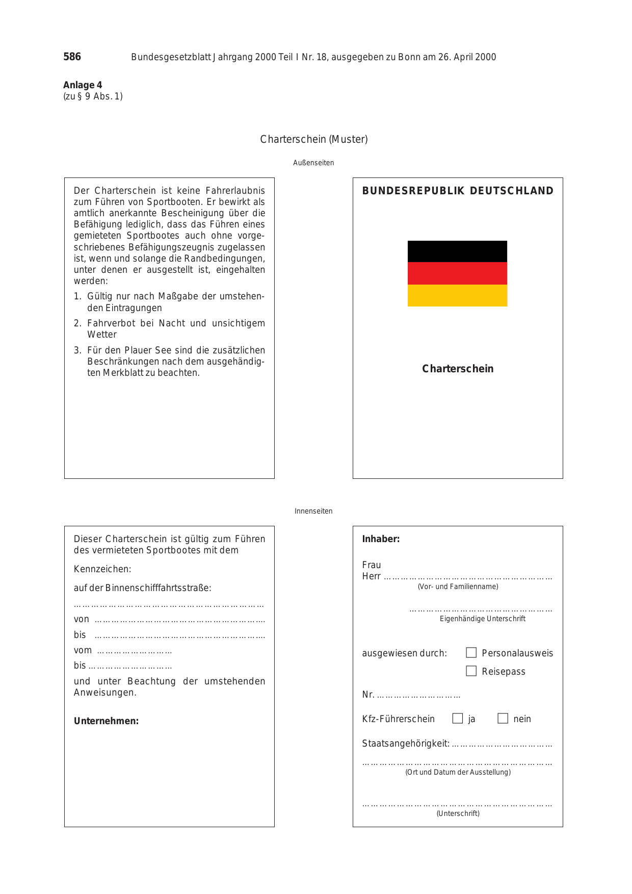 BGBl. 2000, Seite 586 — Originalseite als Abbildung