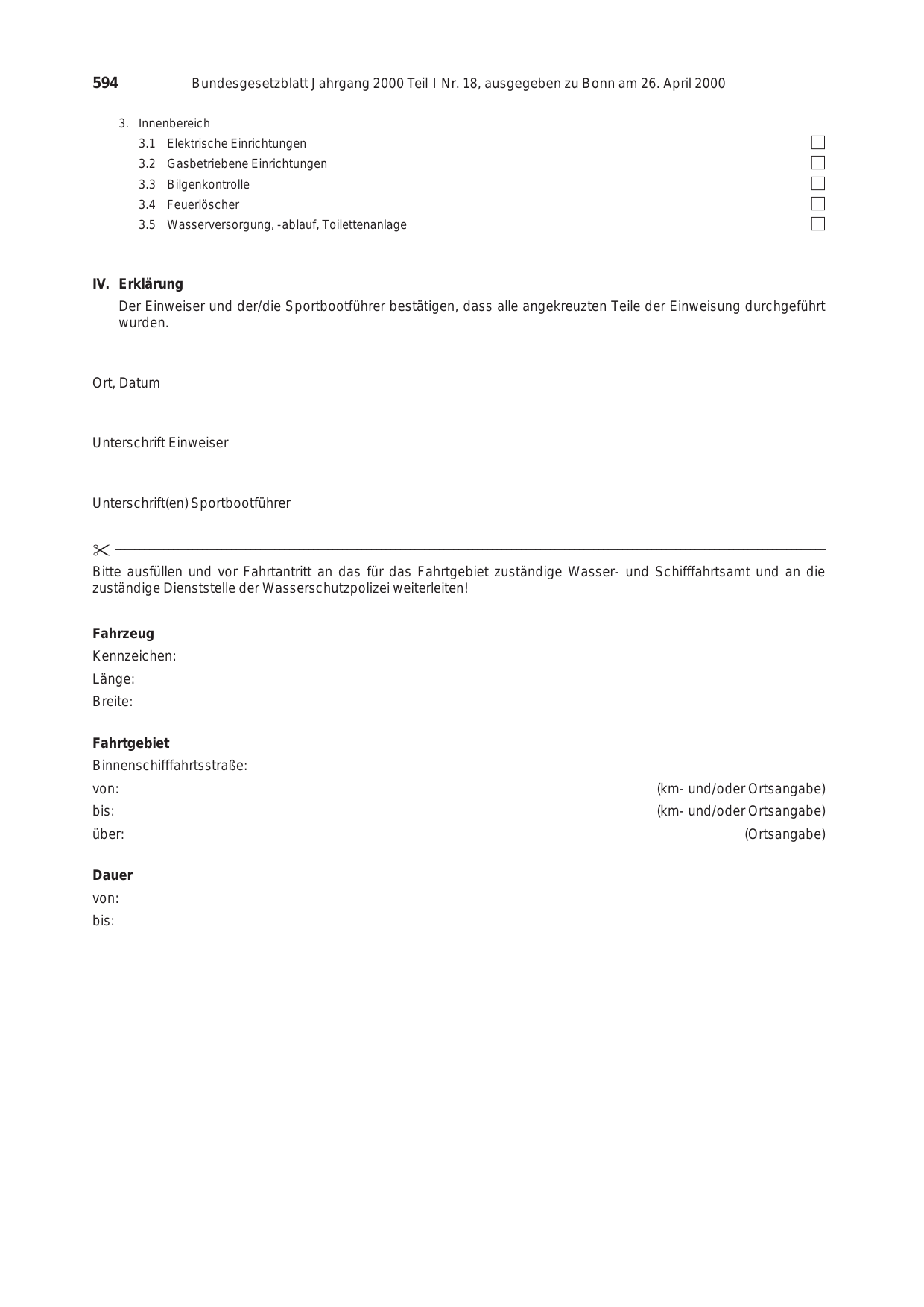BGBl. 2000, Seite 594 — Originalseite als Abbildung