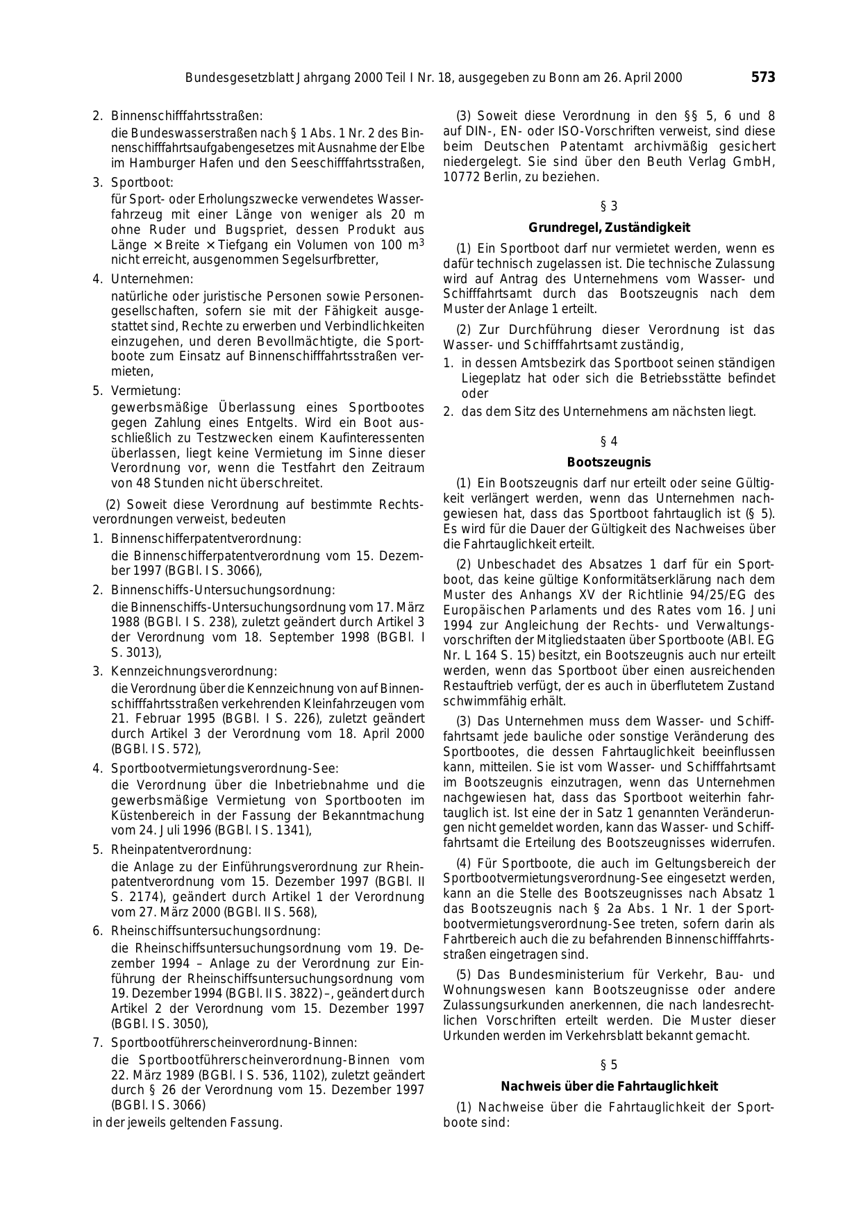 BGBl. 2000, Seite 573 — Originalseite als Abbildung