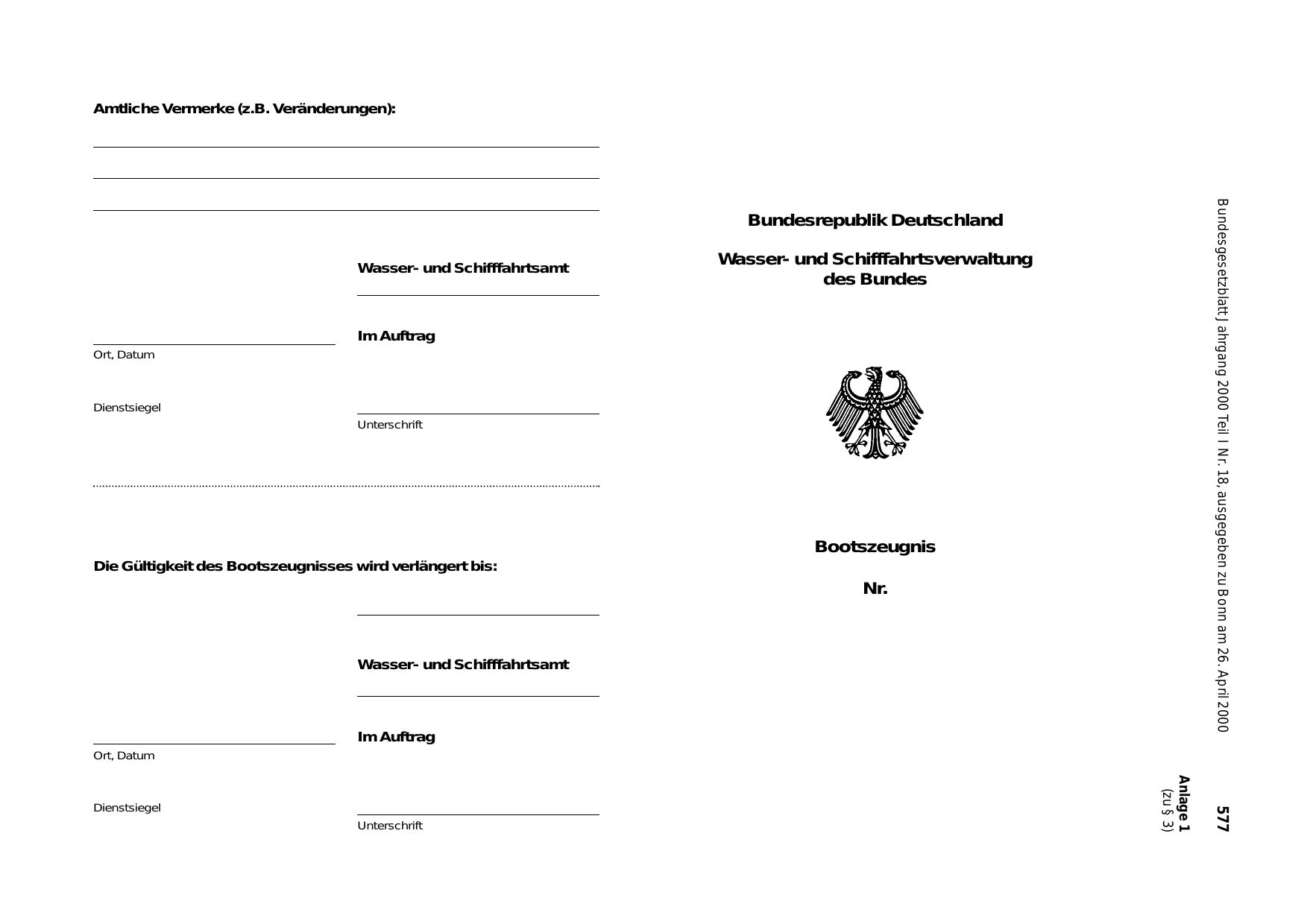 BGBl. 2000, Seite 577 — Originalseite als Abbildung