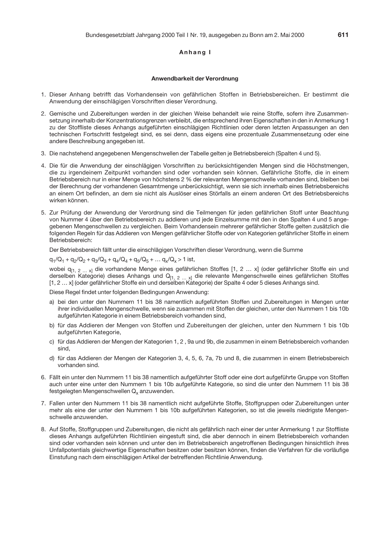 BGBl. 2000, Seite 611 — Originalseite als Abbildung