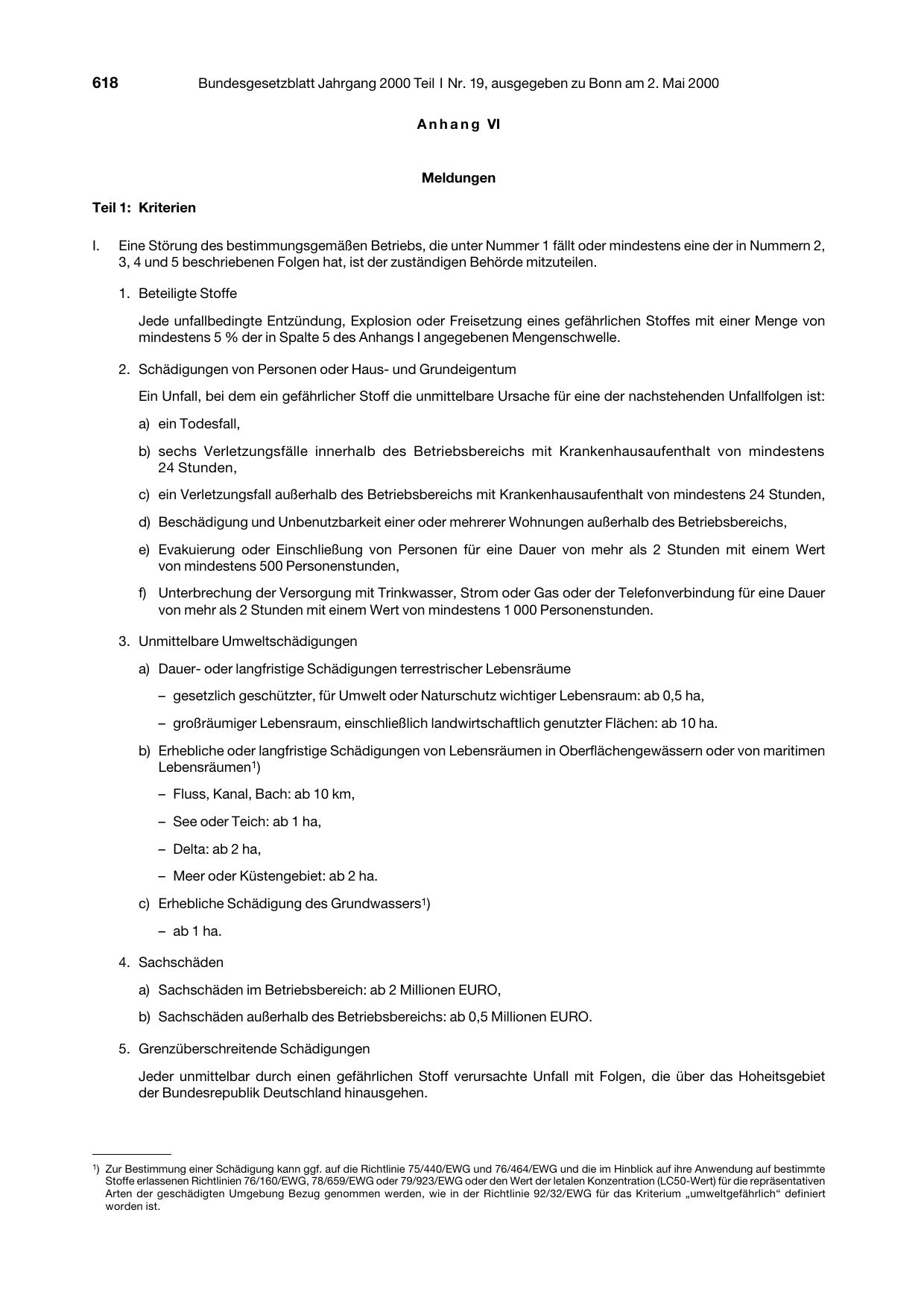BGBl. 2000, Seite 618 — Originalseite als Abbildung