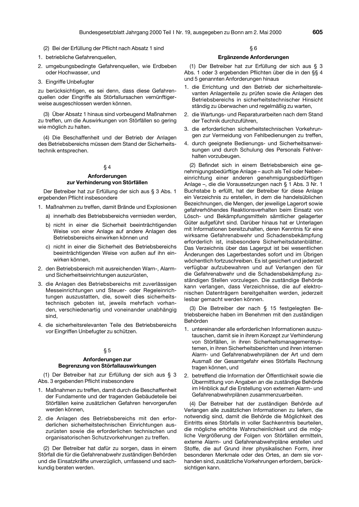 BGBl. 2000, Seite 605 — Originalseite als Abbildung