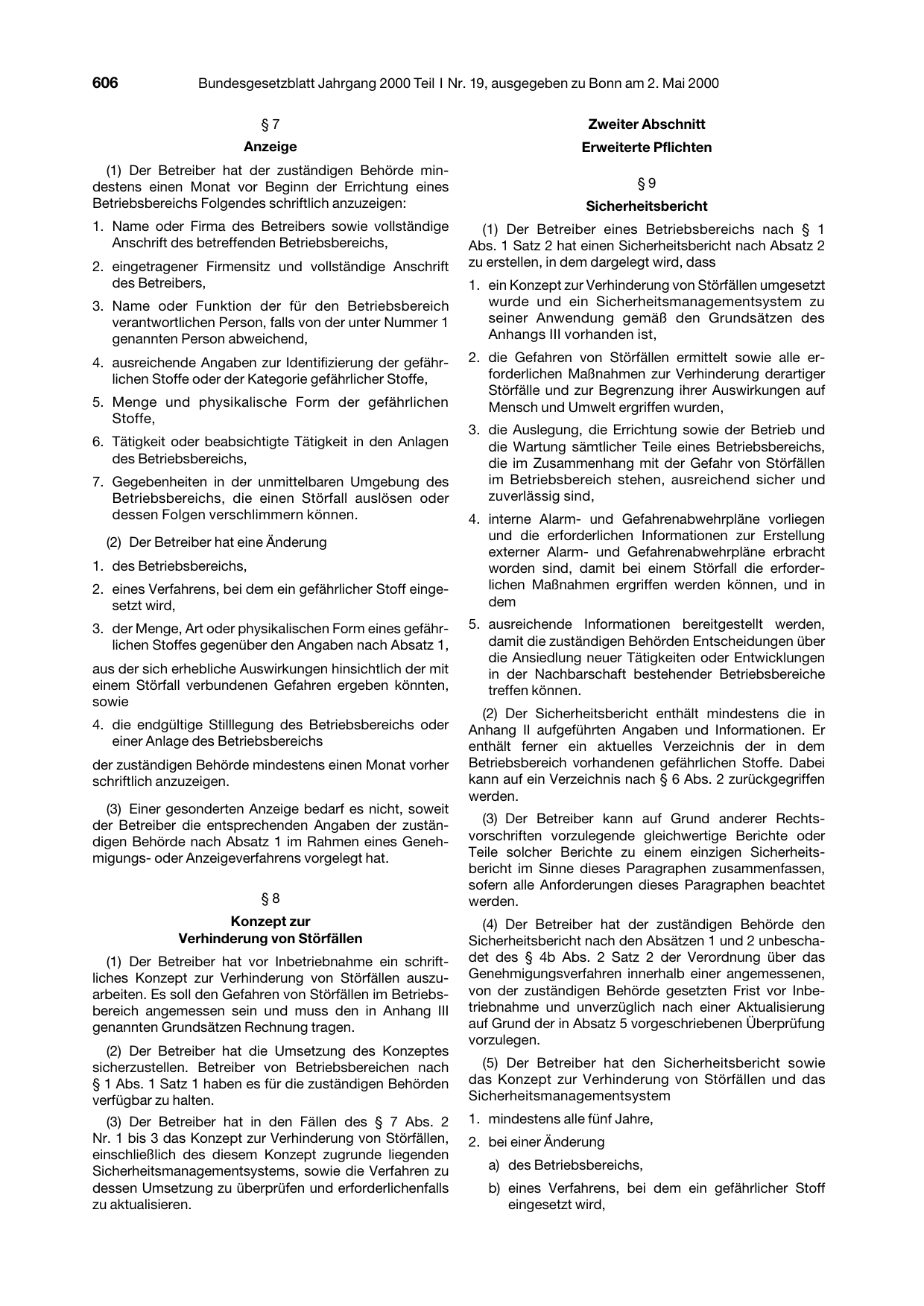 BGBl. 2000, Seite 606 — Originalseite als Abbildung