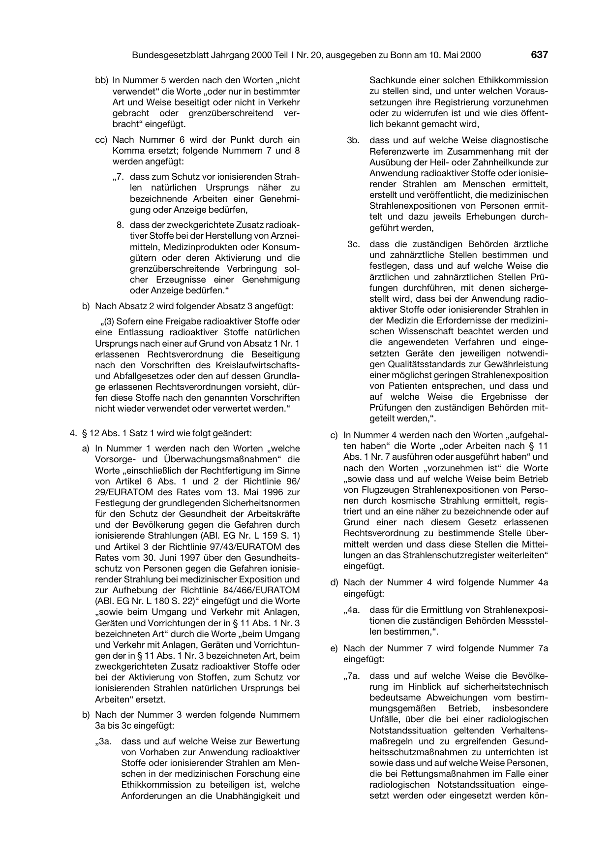 BGBl. 2000, Seite 637 — Originalseite als Abbildung