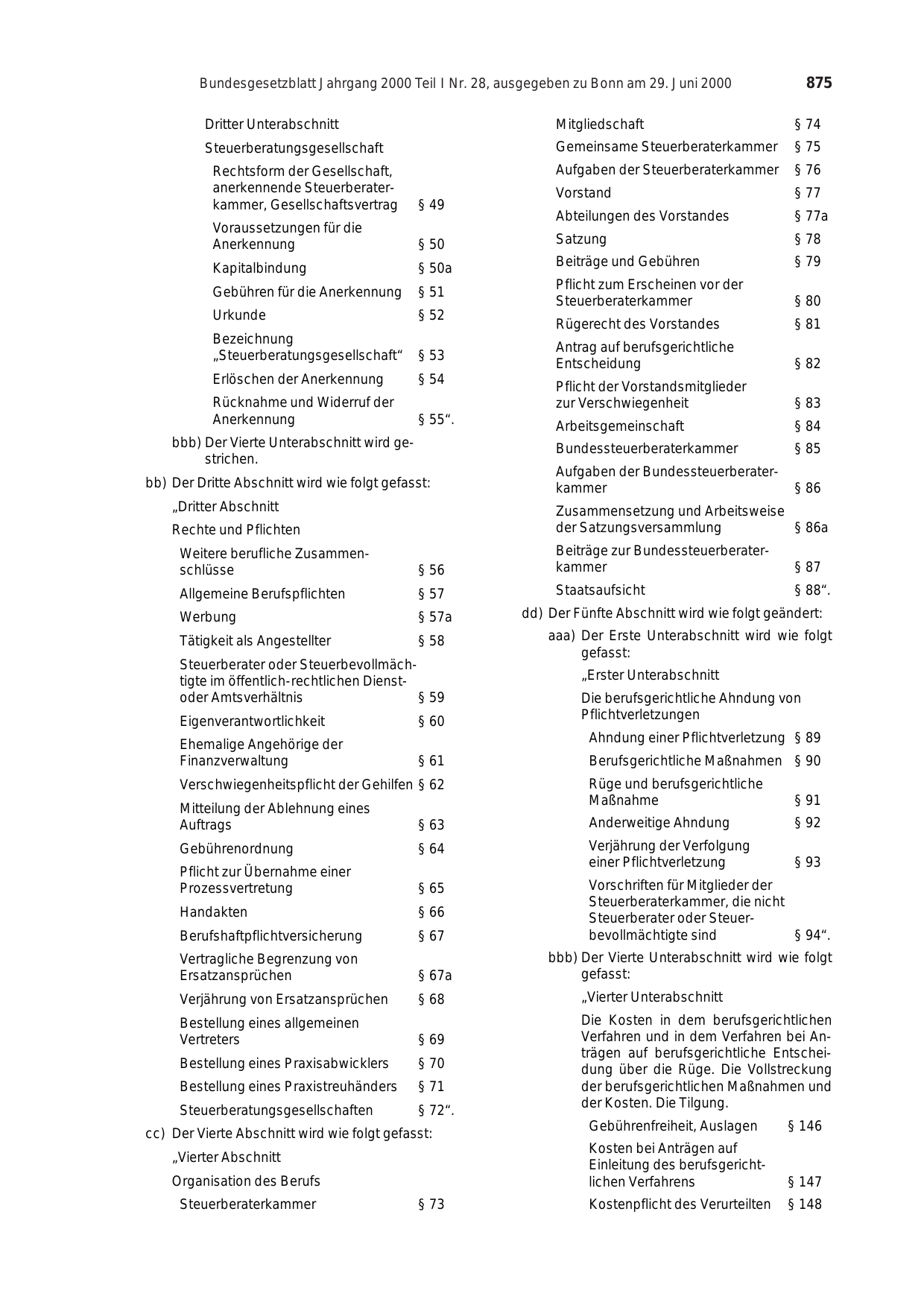 BGBl. 2000, Seite 875 — Originalseite als Abbildung