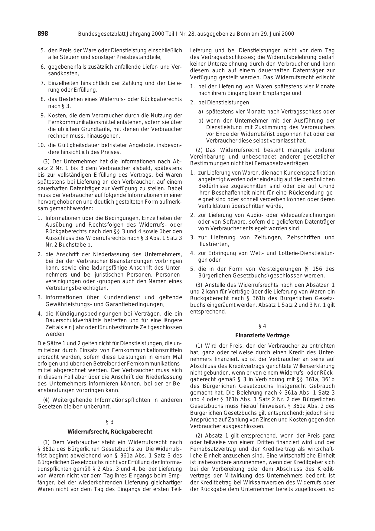 BGBl. 2000, Seite 898 — Originalseite als Abbildung