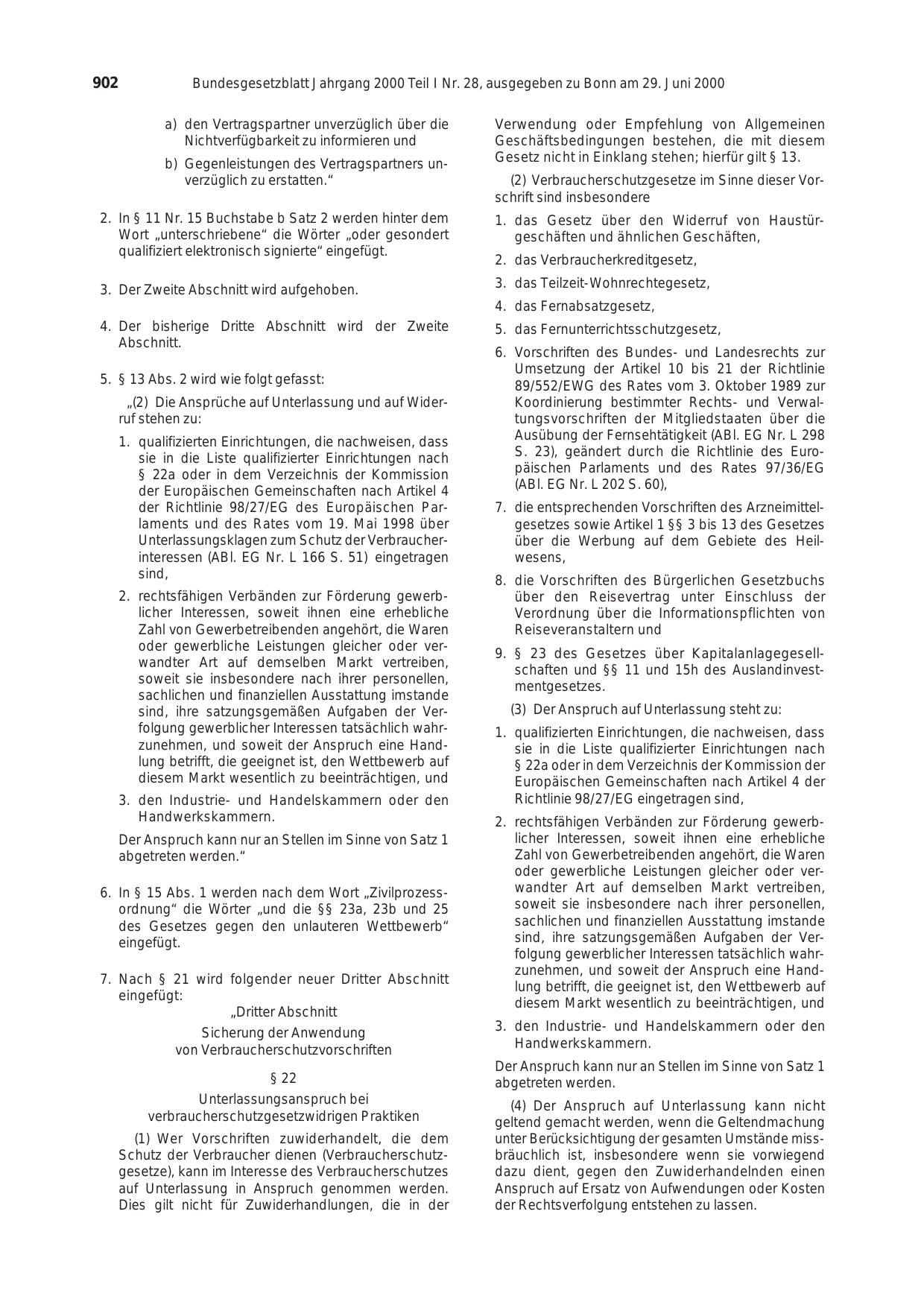 BGBl. 2000, Seite 902 — Originalseite als Abbildung