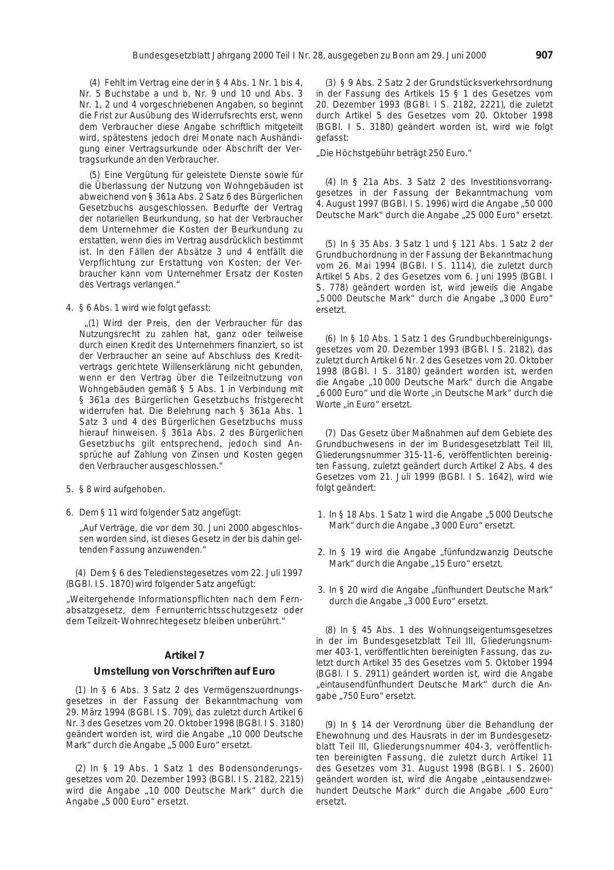BGBl. 2000, Seite 907 — Originalseite als Abbildung