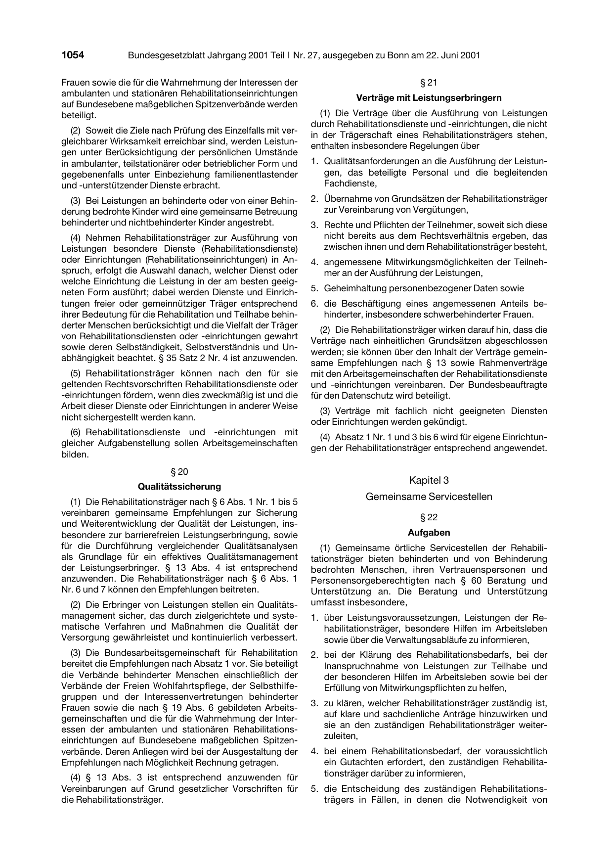 BGBl. 2001, Seite 1054 — Originalseite als Abbildung