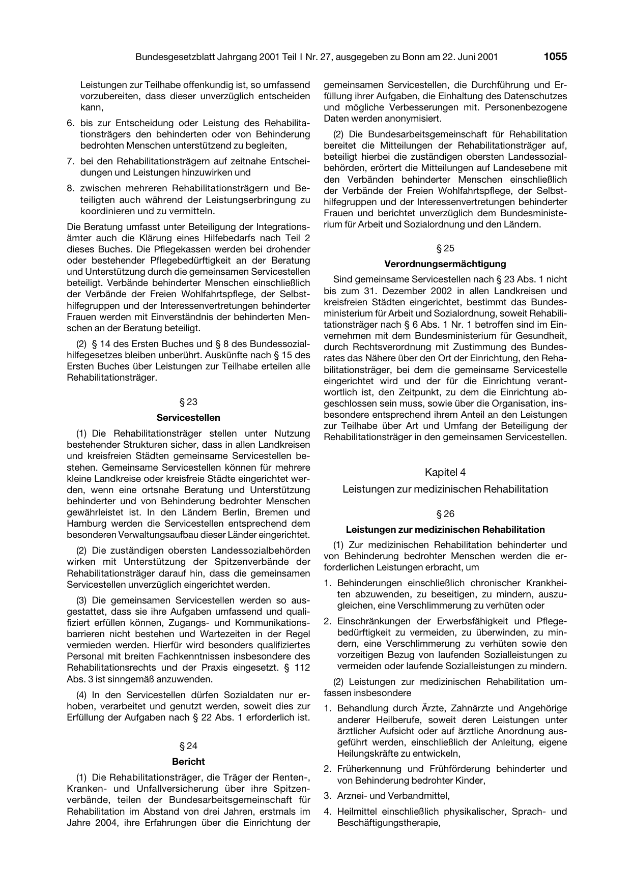 BGBl. 2001, Seite 1055 — Originalseite als Abbildung