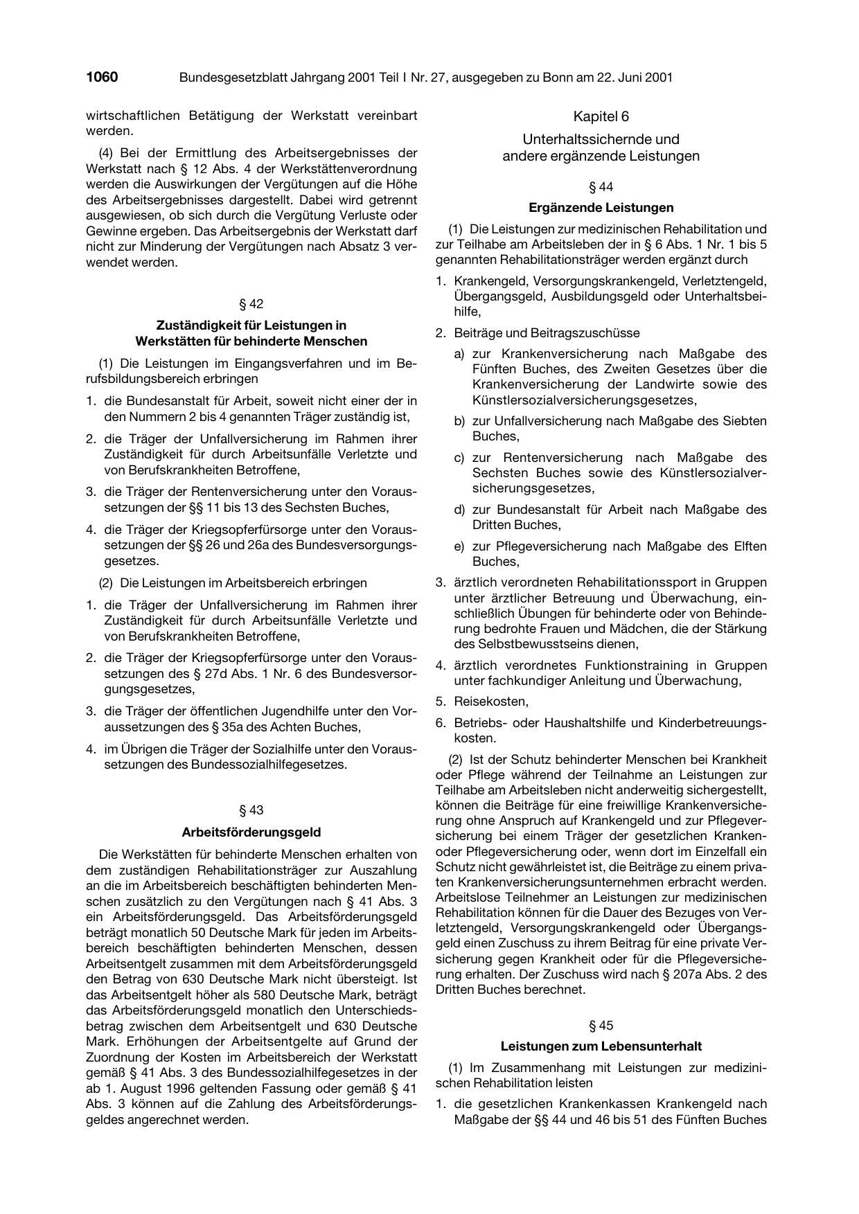 BGBl. 2001, Seite 1060 — Originalseite als Abbildung