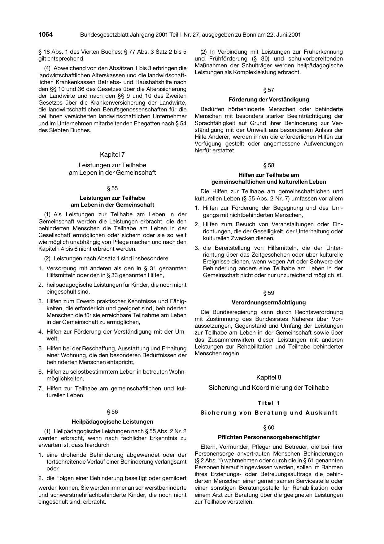 BGBl. 2001, Seite 1064 — Originalseite als Abbildung