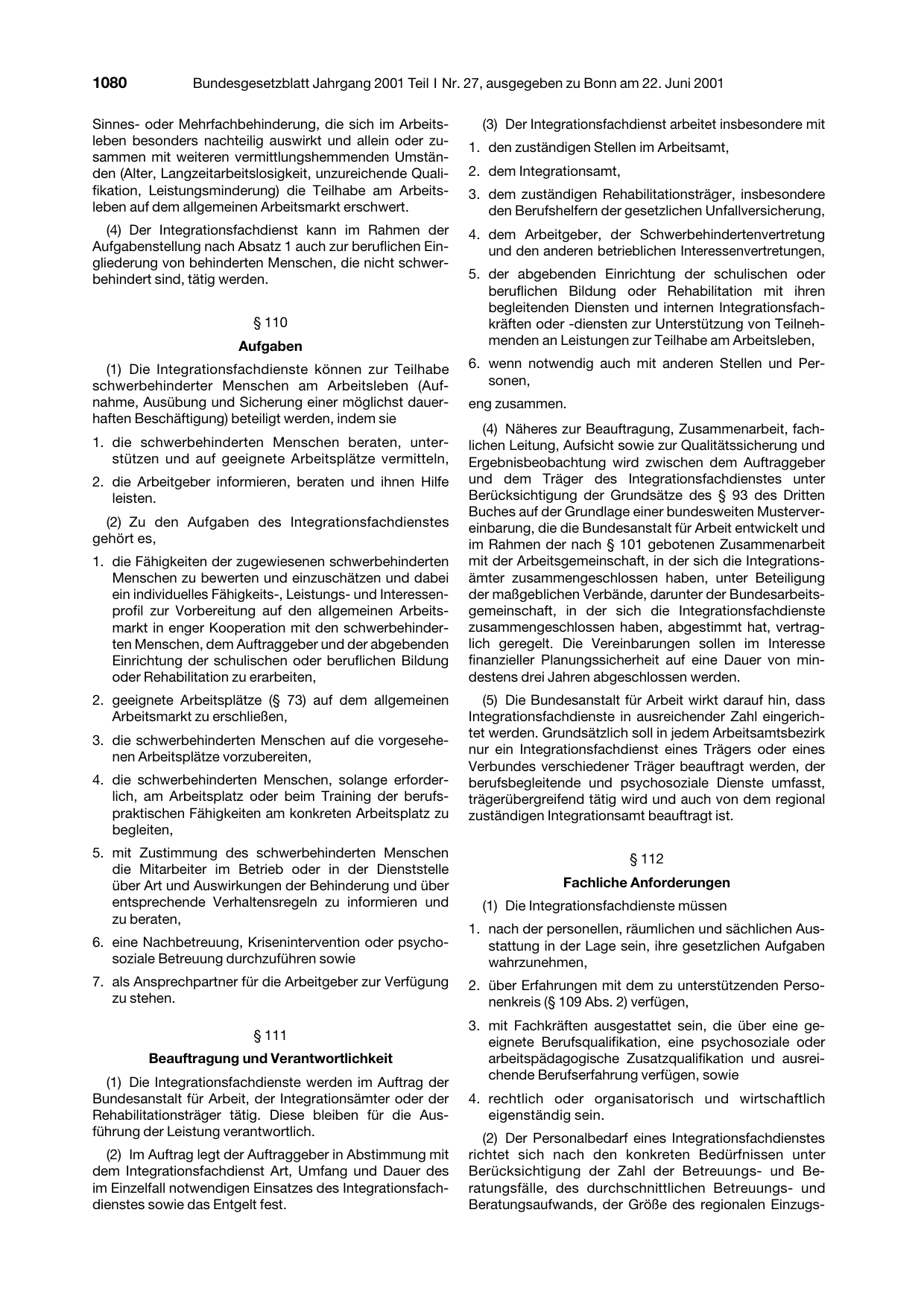 BGBl. 2001, Seite 1080 — Originalseite als Abbildung
