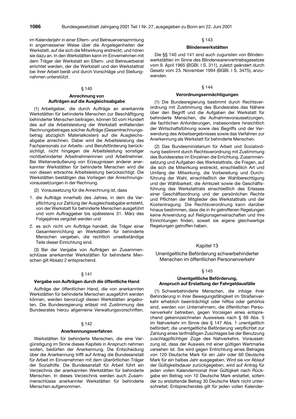 BGBl. 2001, Seite 1086 — Originalseite als Abbildung