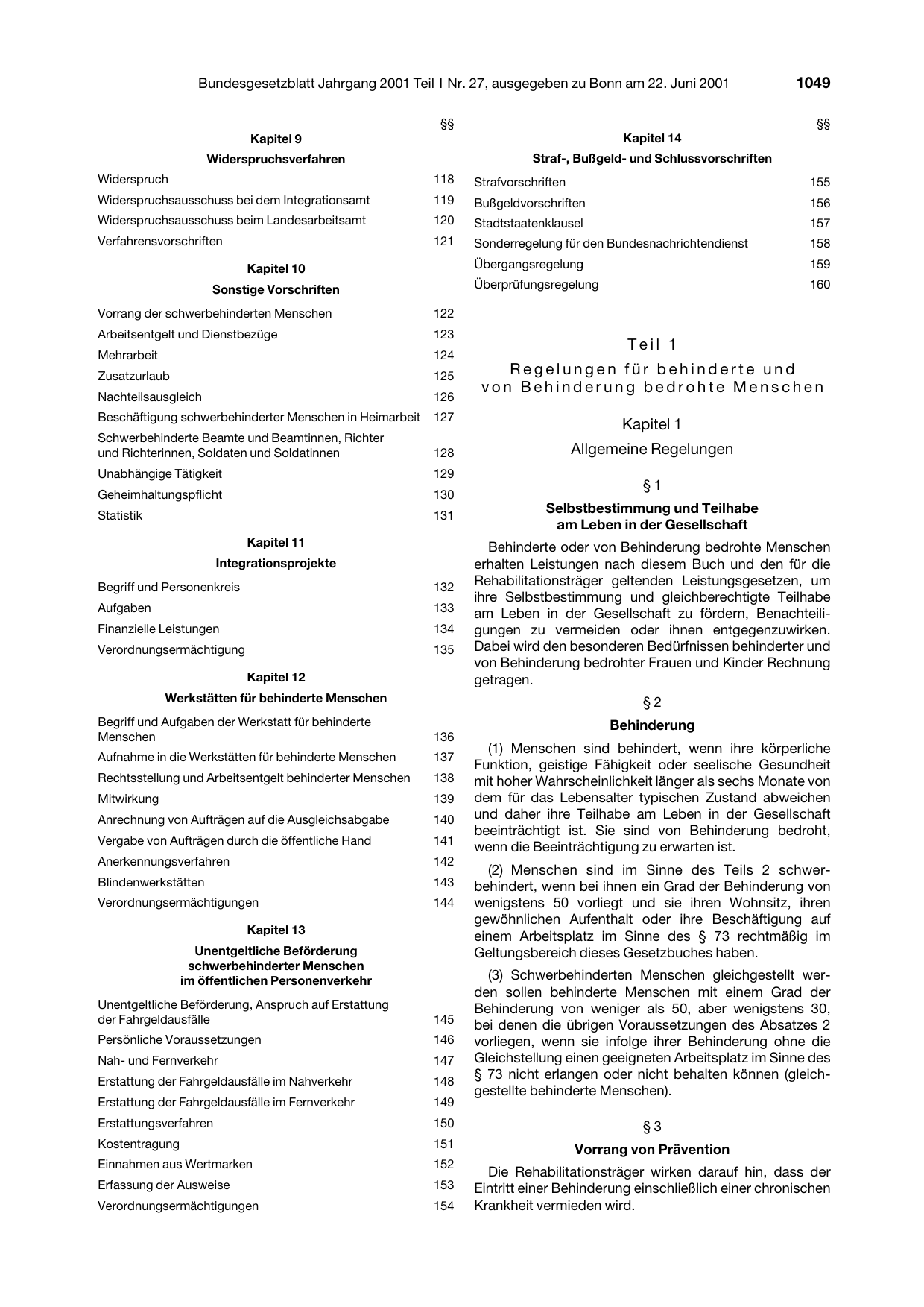 BGBl. 2001, Seite 1049 — Originalseite als Abbildung