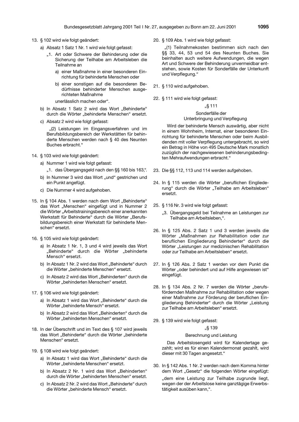 BGBl. 2001, Seite 1095 — Originalseite als Abbildung