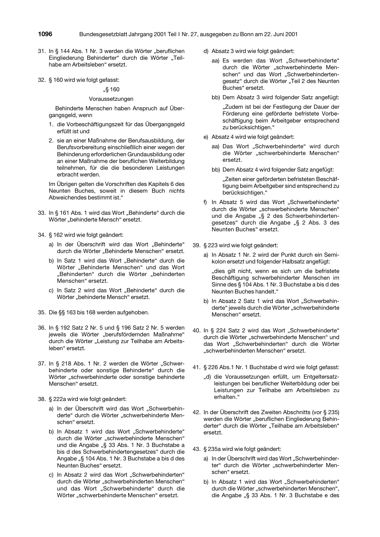 BGBl. 2001, Seite 1096 — Originalseite als Abbildung