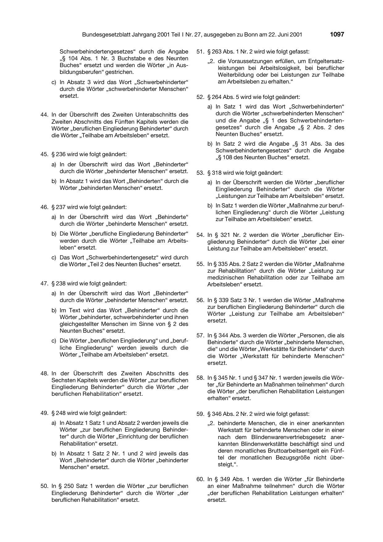 BGBl. 2001, Seite 1097 — Originalseite als Abbildung