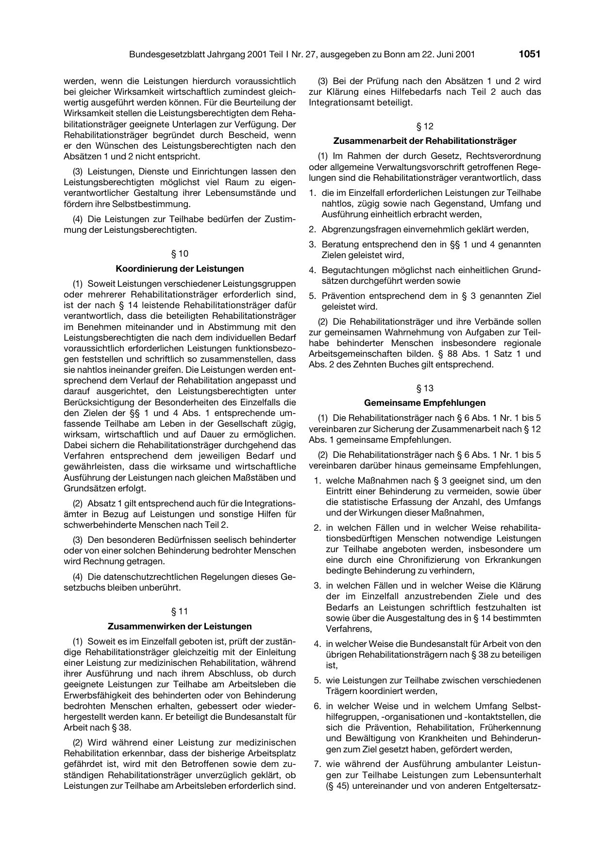 BGBl. 2001, Seite 1051 — Originalseite als Abbildung