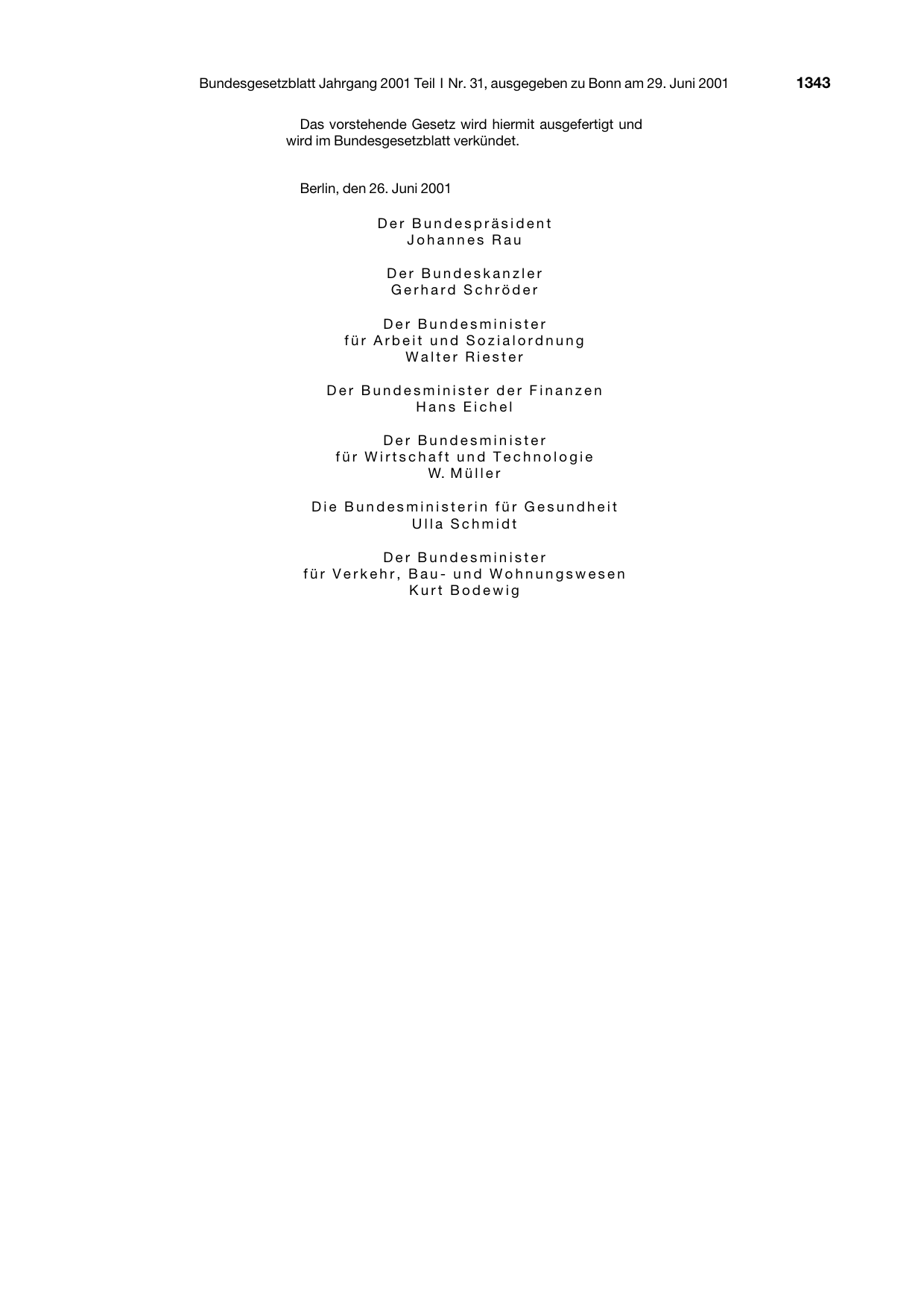 BGBl. 2001, Seite 1343 — Originalseite als Abbildung