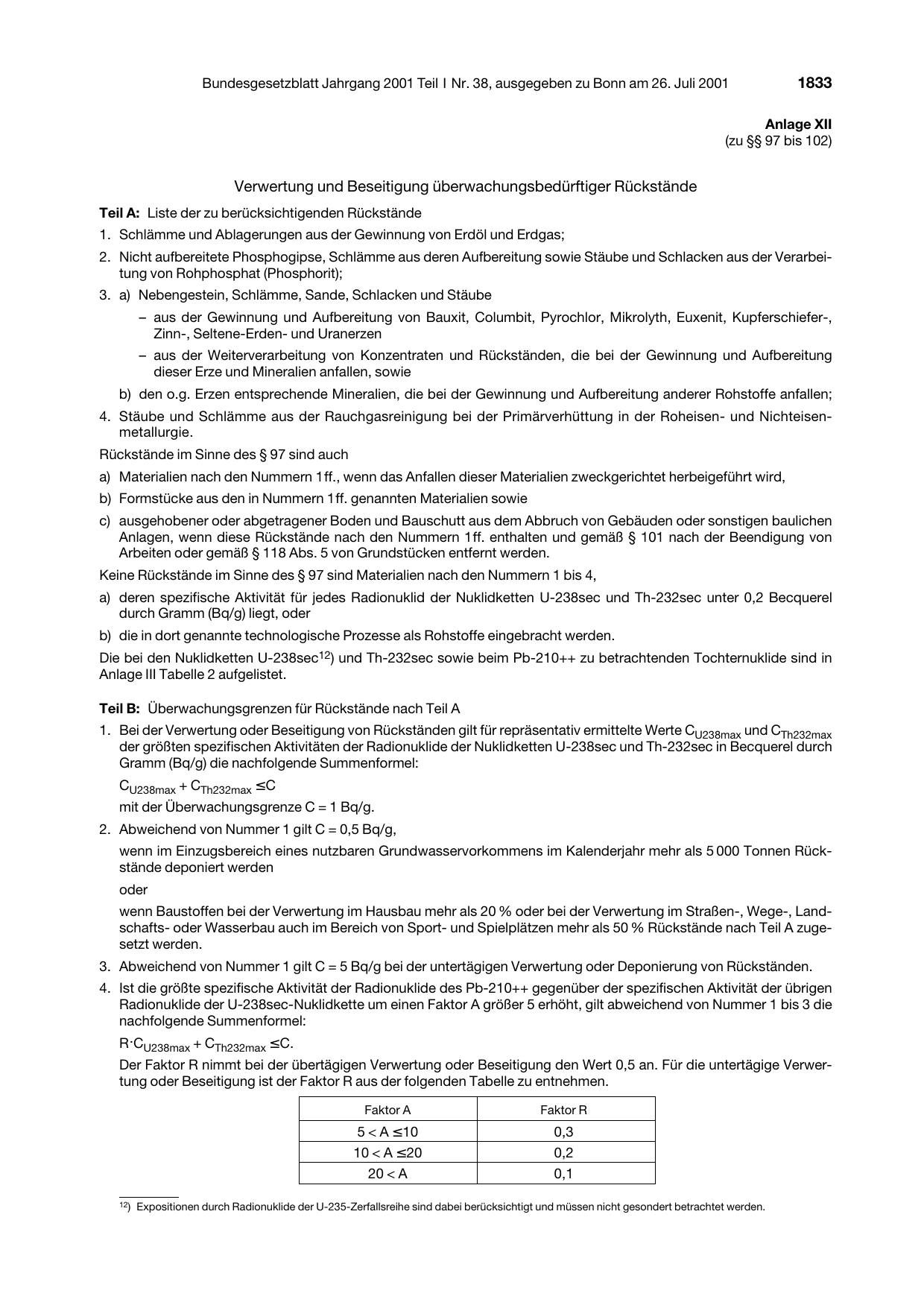 BGBl. 2001, Seite 1833 — Originalseite als Abbildung