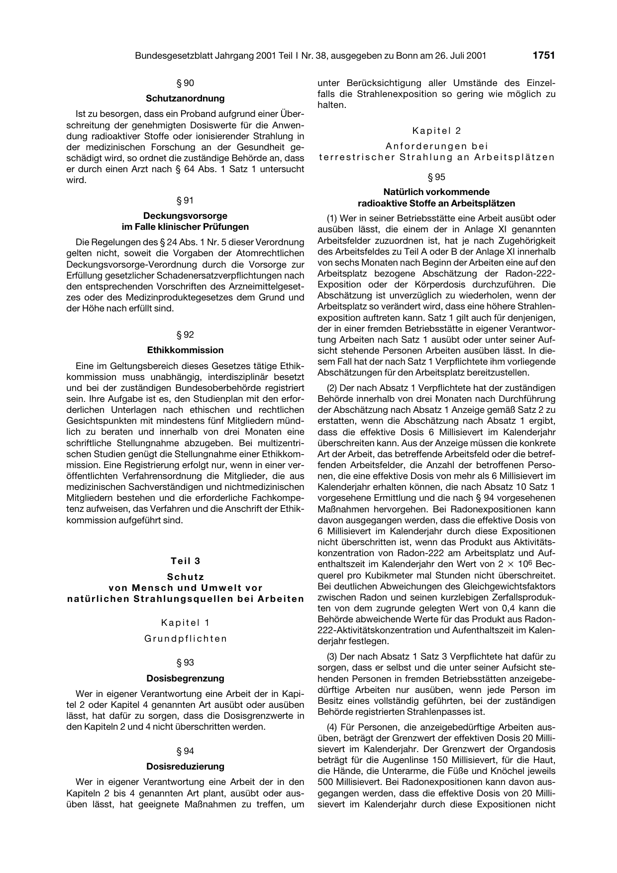 BGBl. 2001, Seite 1751 — Originalseite als Abbildung