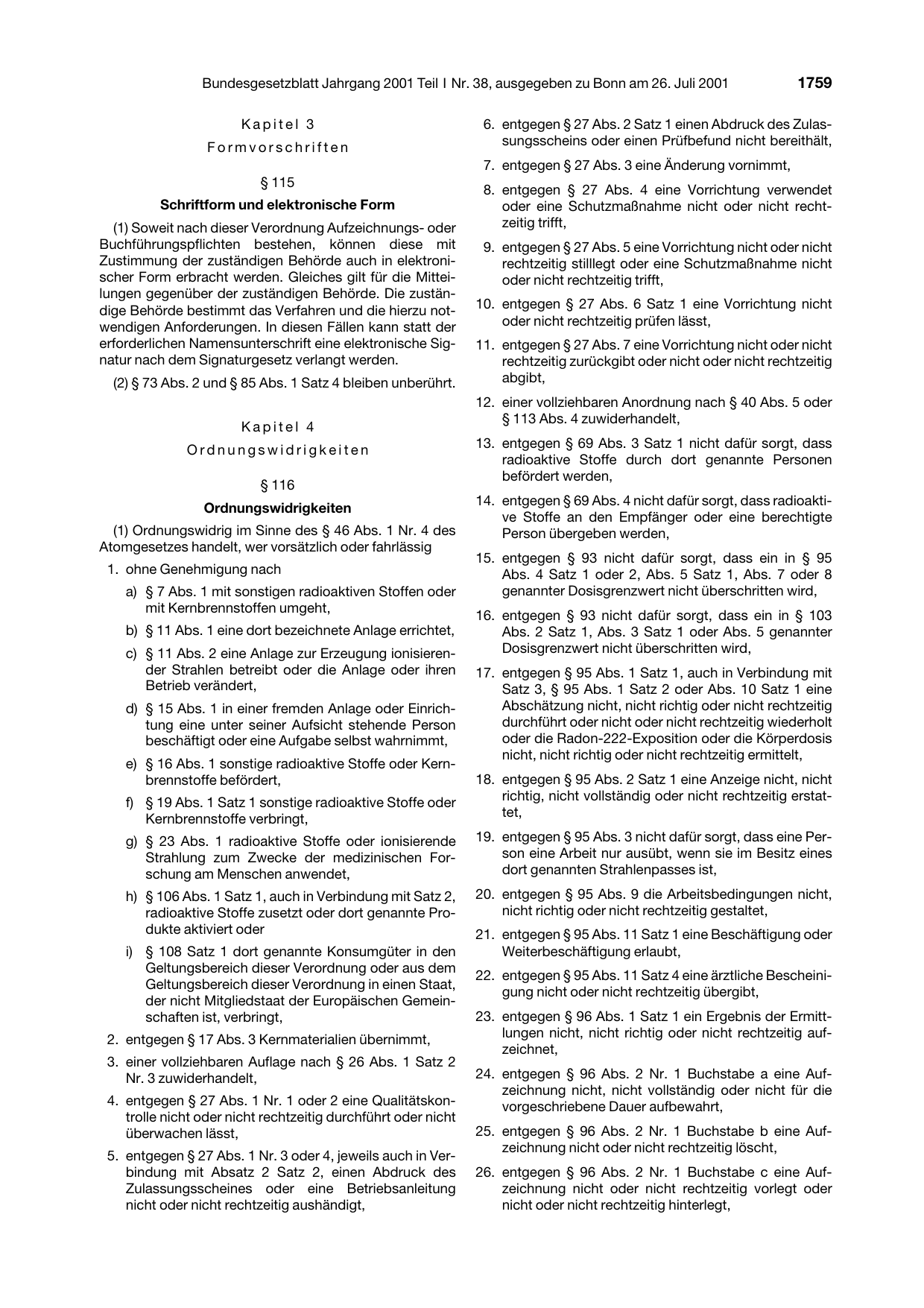 BGBl. 2001, Seite 1759 — Originalseite als Abbildung