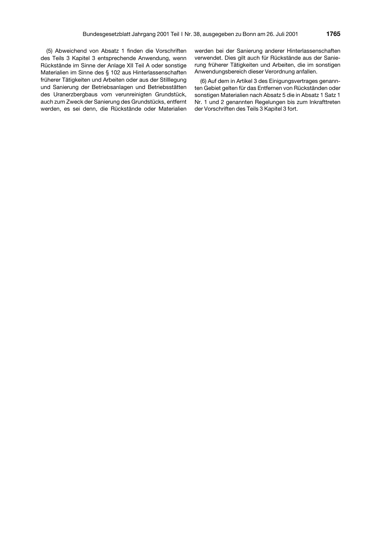 BGBl. 2001, Seite 1765 — Originalseite als Abbildung