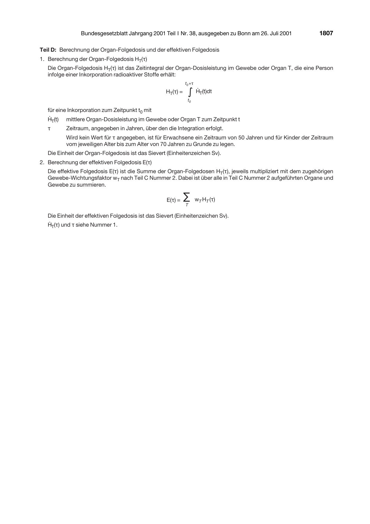 BGBl. 2001, Seite 1807 — Originalseite als Abbildung