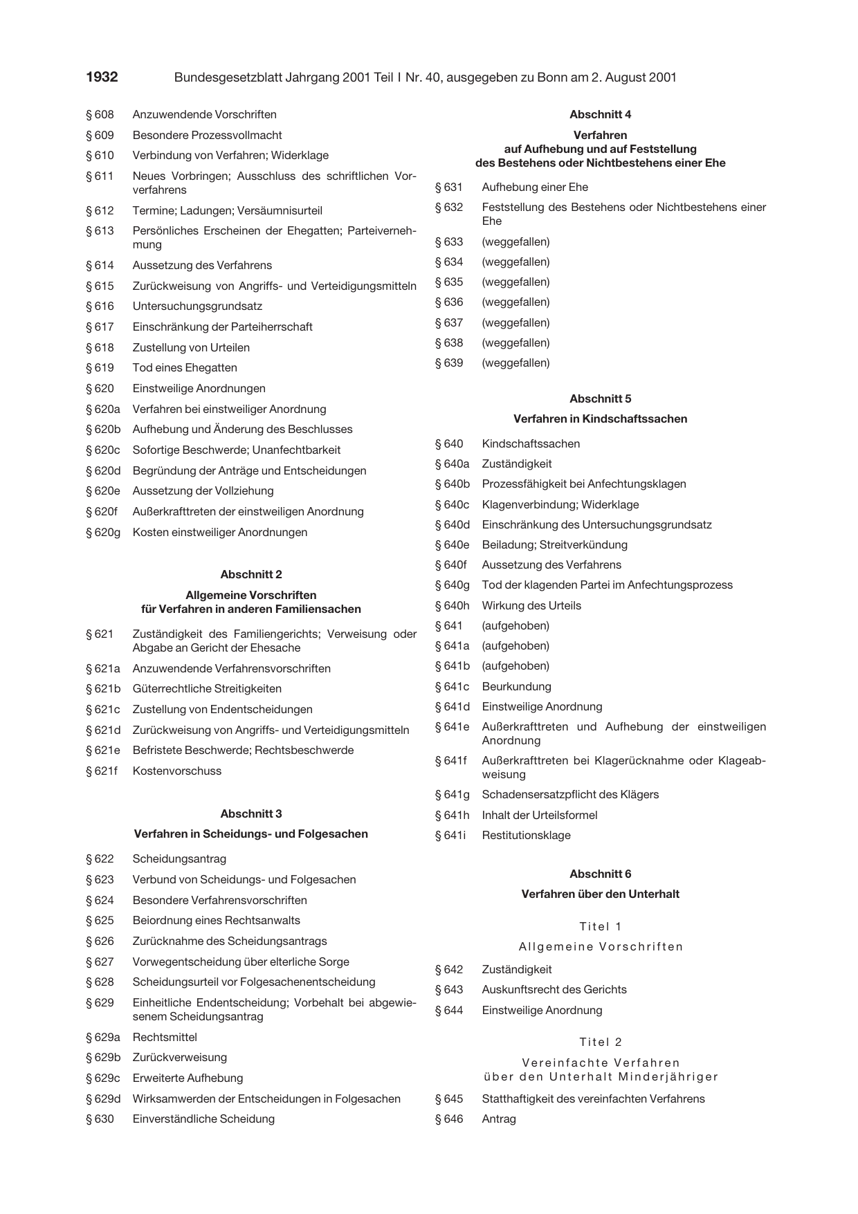 BGBl. 2001, Seite 1932 — Originalseite als Abbildung