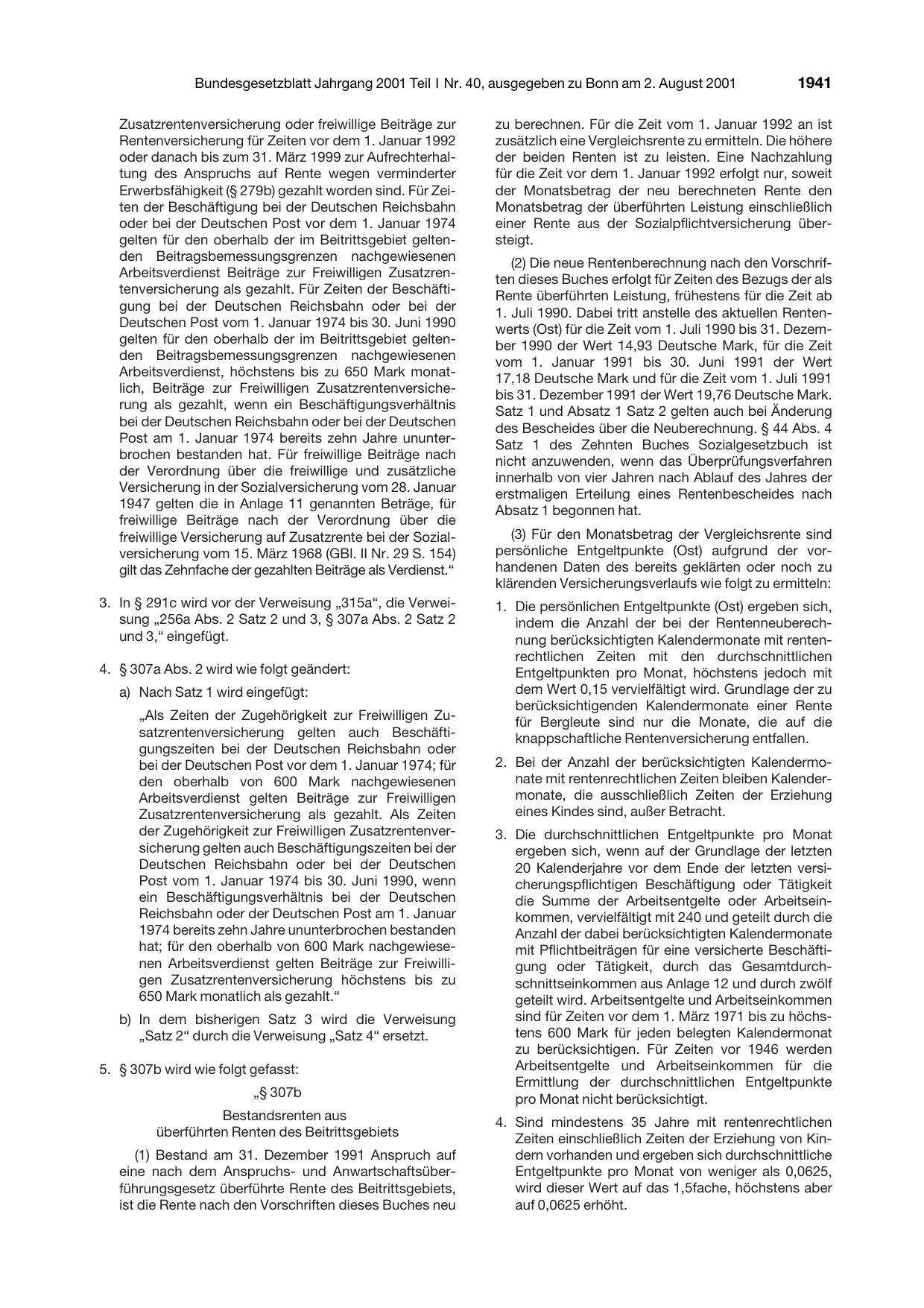 BGBl. 2001, Seite 1941 — Originalseite als Abbildung