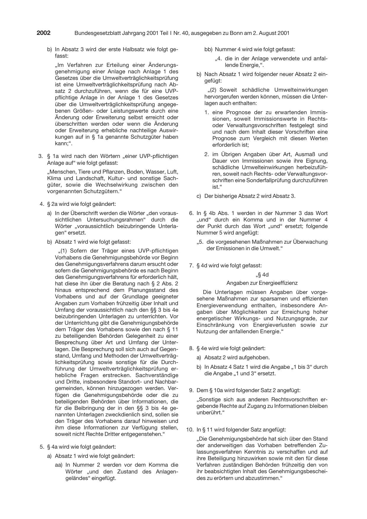 BGBl. 2001, Seite 2002 — Originalseite als Abbildung