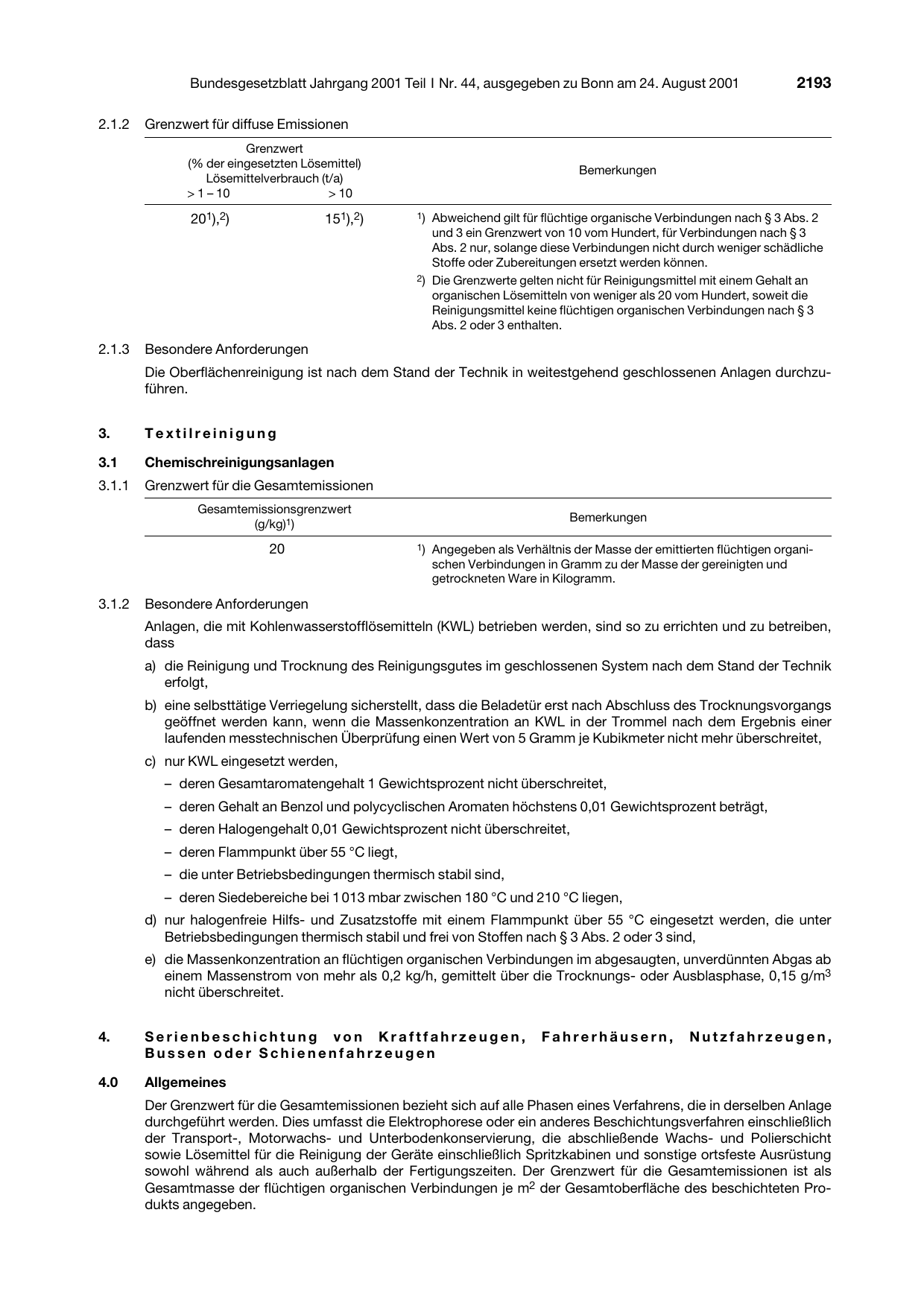 BGBl. 2001, Seite 2193 — Originalseite als Abbildung