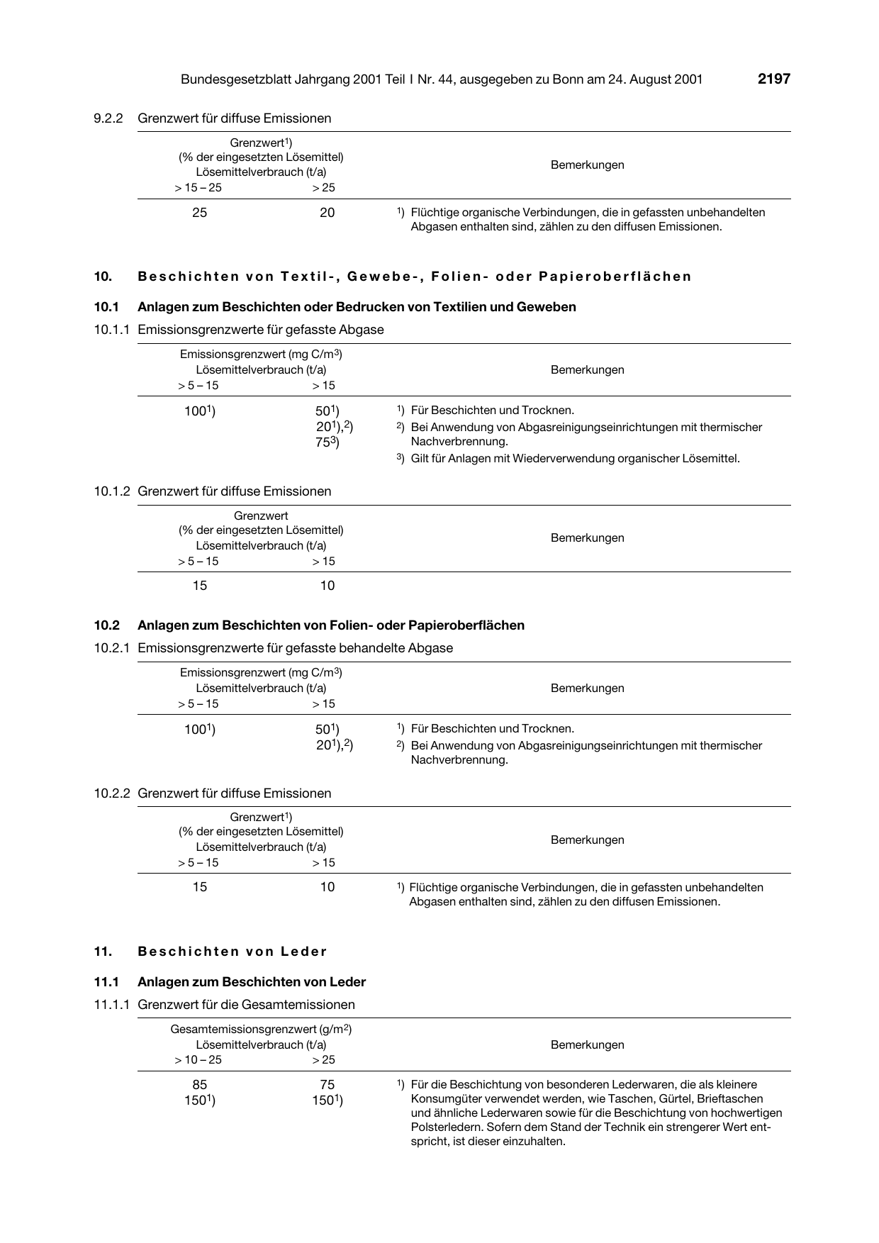 BGBl. 2001, Seite 2197 — Originalseite als Abbildung
