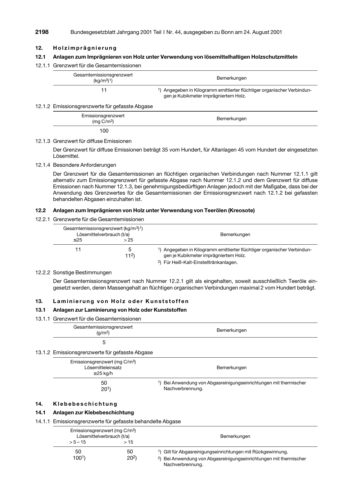 BGBl. 2001, Seite 2198 — Originalseite als Abbildung