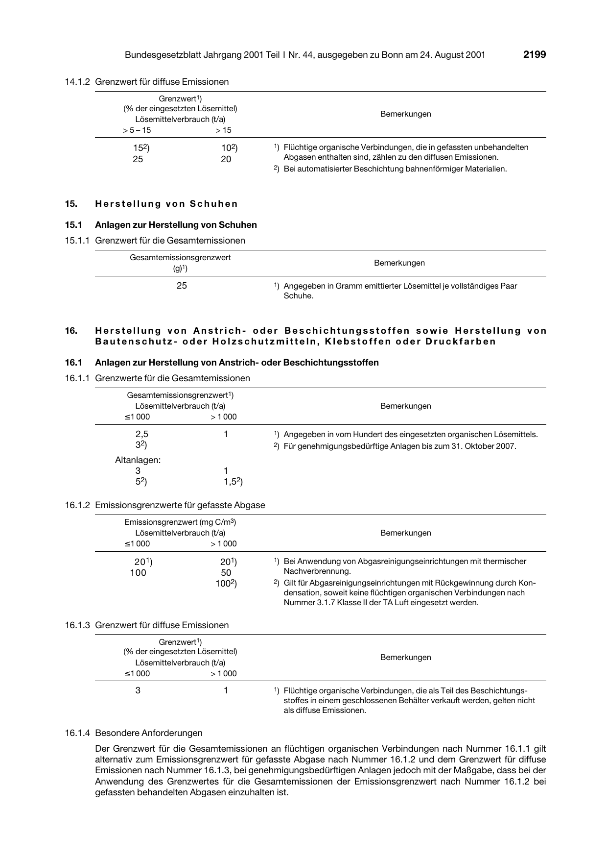 BGBl. 2001, Seite 2199 — Originalseite als Abbildung