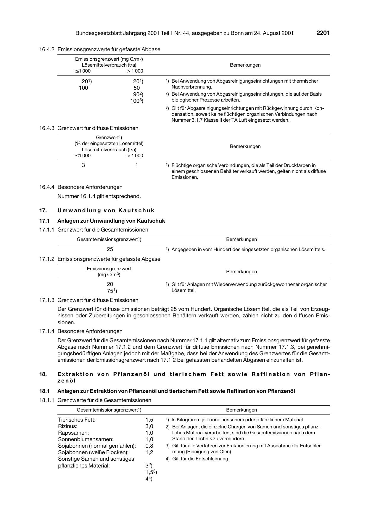 BGBl. 2001, Seite 2201 — Originalseite als Abbildung