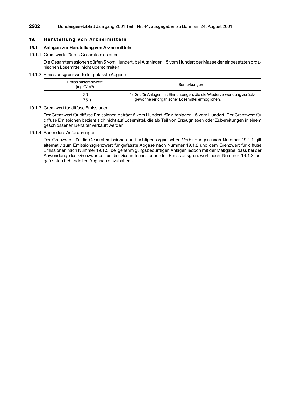 BGBl. 2001, Seite 2202 — Originalseite als Abbildung