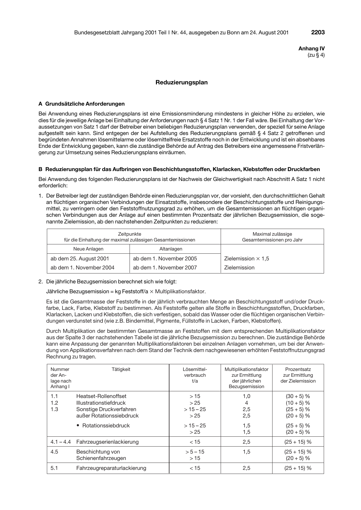 BGBl. 2001, Seite 2203 — Originalseite als Abbildung