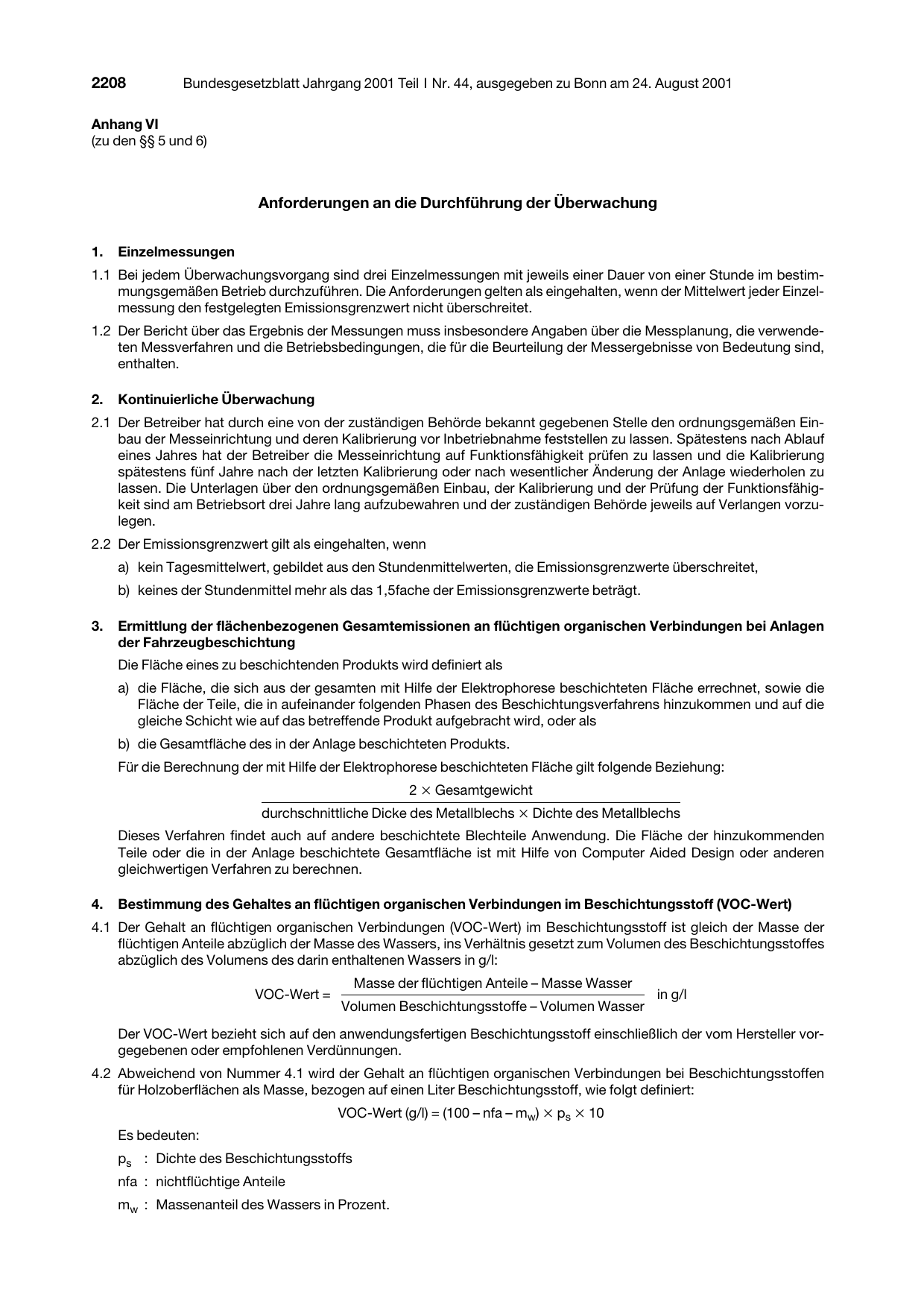 BGBl. 2001, Seite 2208 — Originalseite als Abbildung