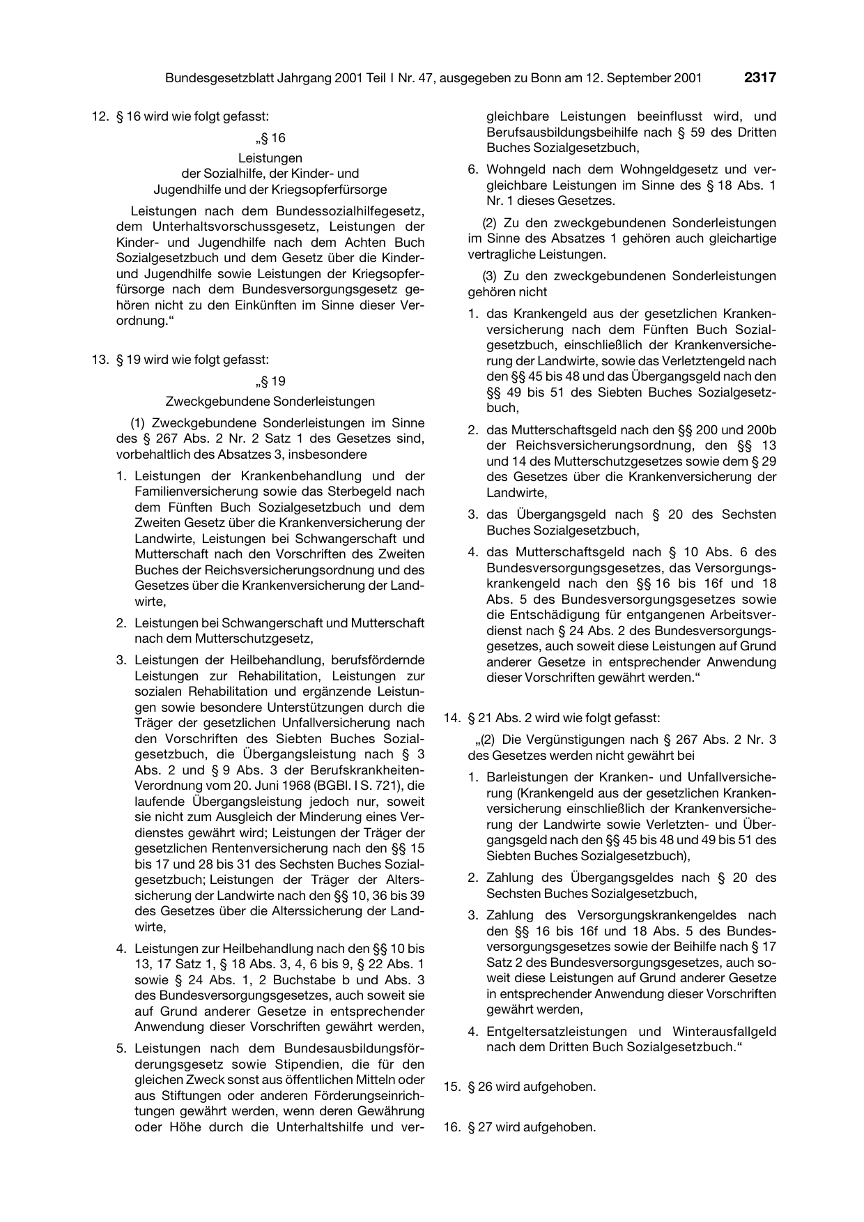 BGBl. 2001, Seite 2317 — Originalseite als Abbildung