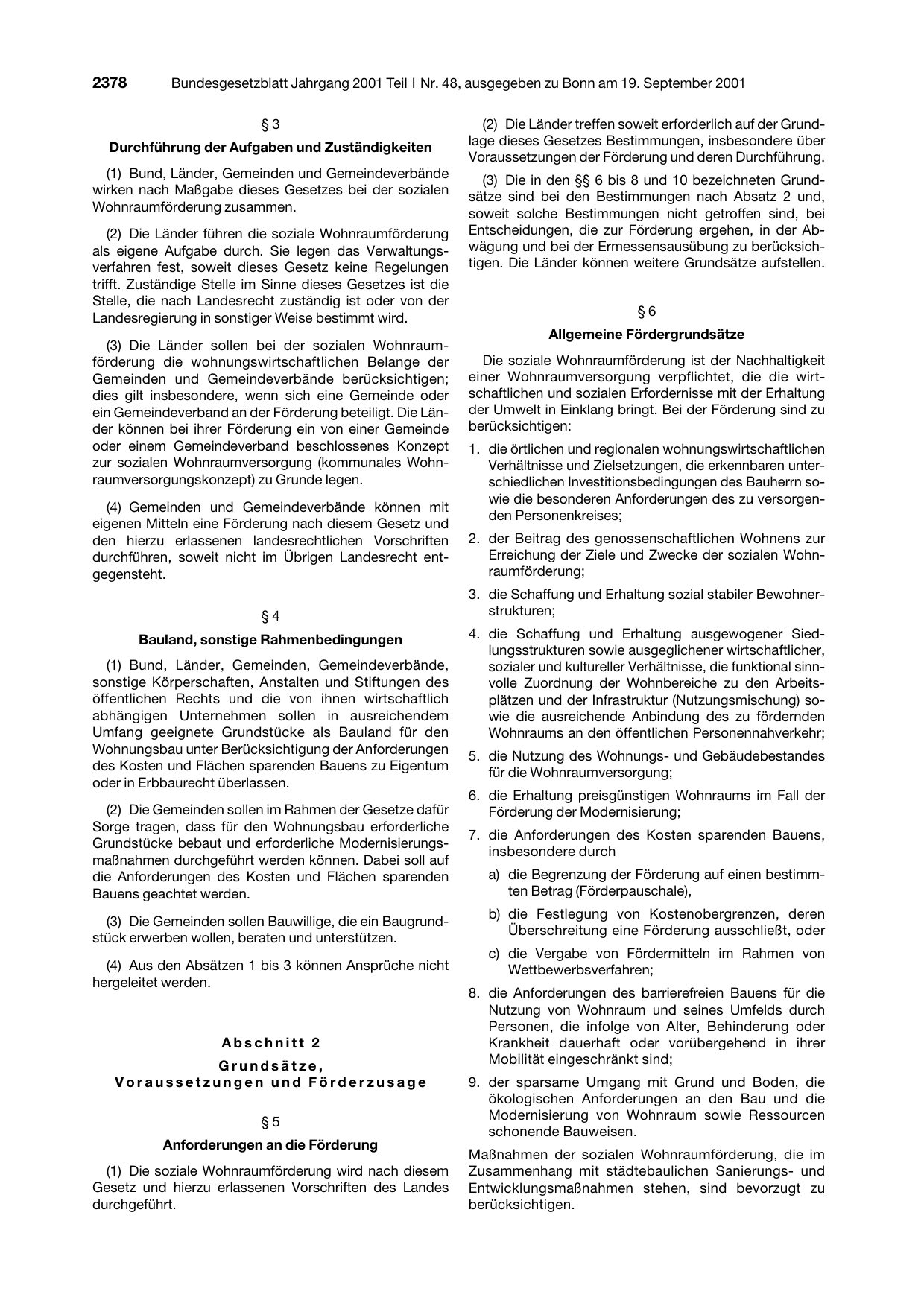 BGBl. 2001, Seite 2378 — Originalseite als Abbildung