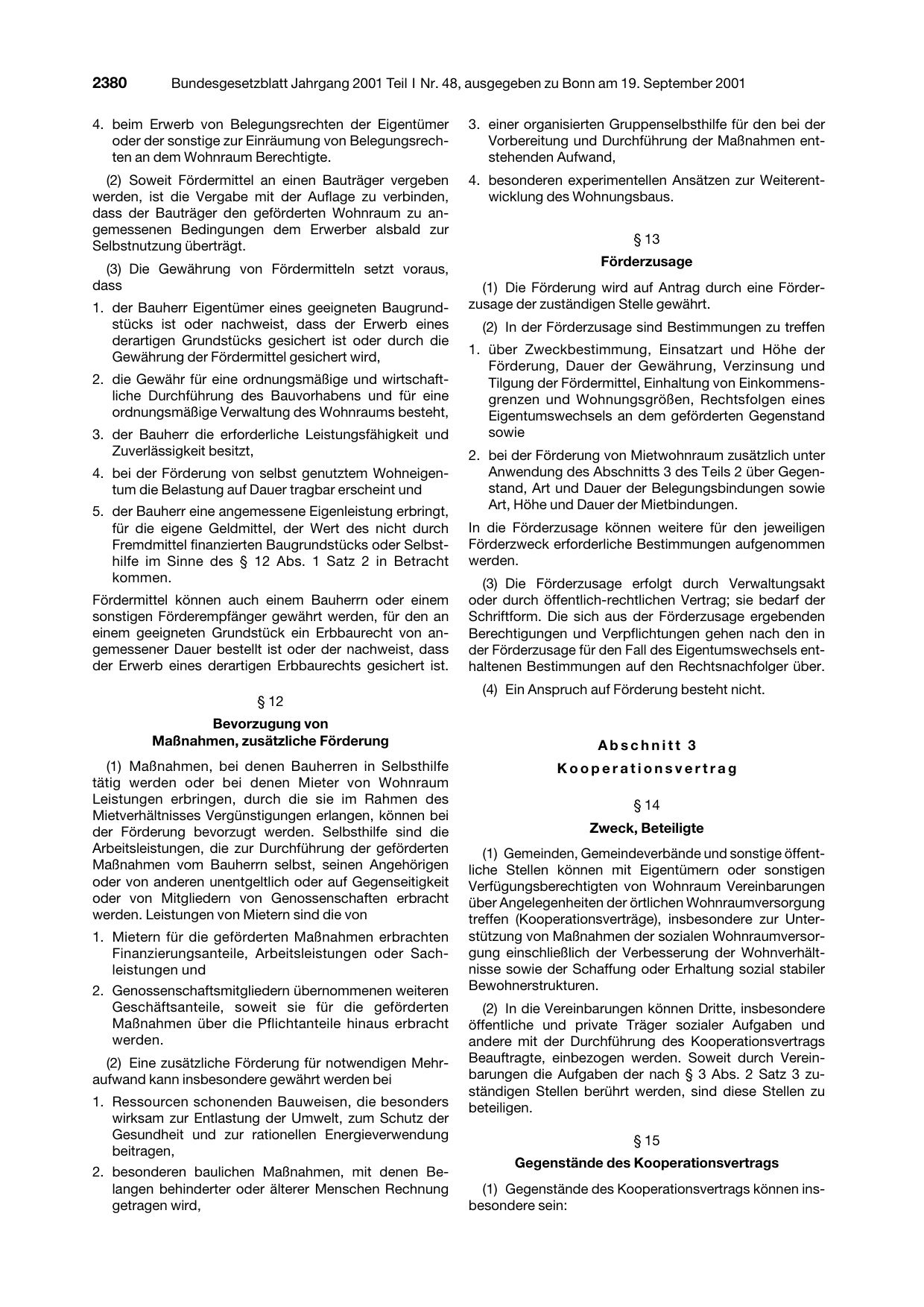 BGBl. 2001, Seite 2380 — Originalseite als Abbildung